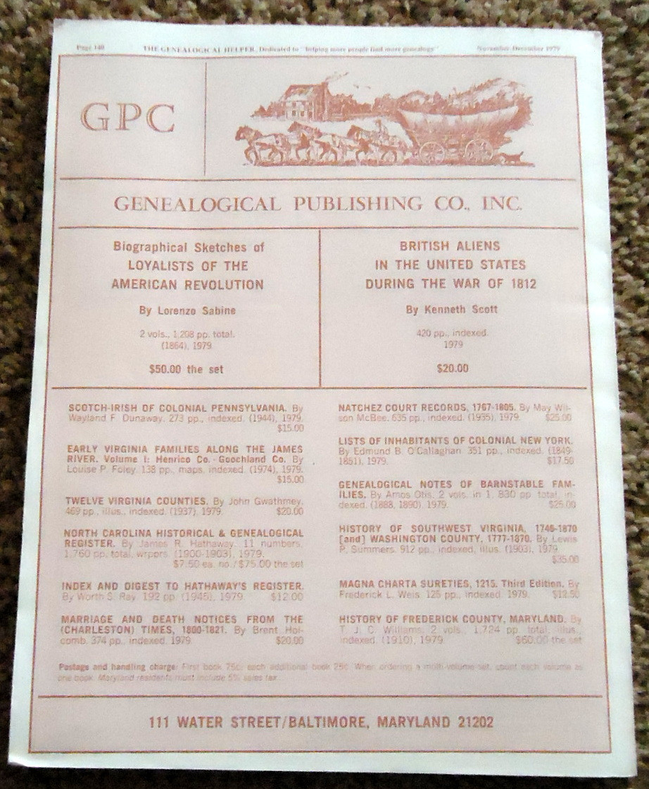 The Genealogical Helper Nov-Dec 1979, The Everton Publishers, 140 pages