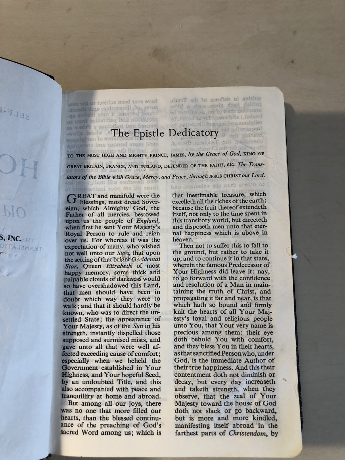 Holy Bible KJV Collins Black Leather References Red Letter Vintage