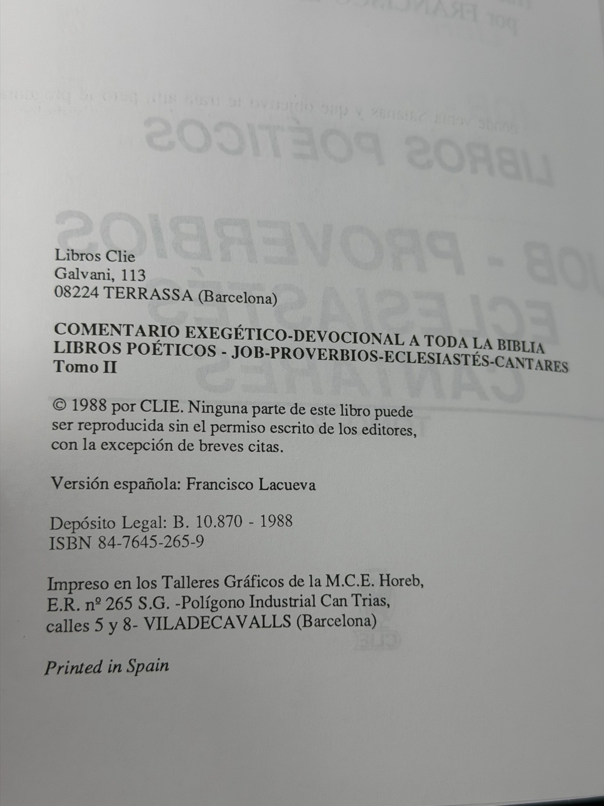 Libros Poeticos II (Comentario Exegetico Devocional a Toda la Biblia)