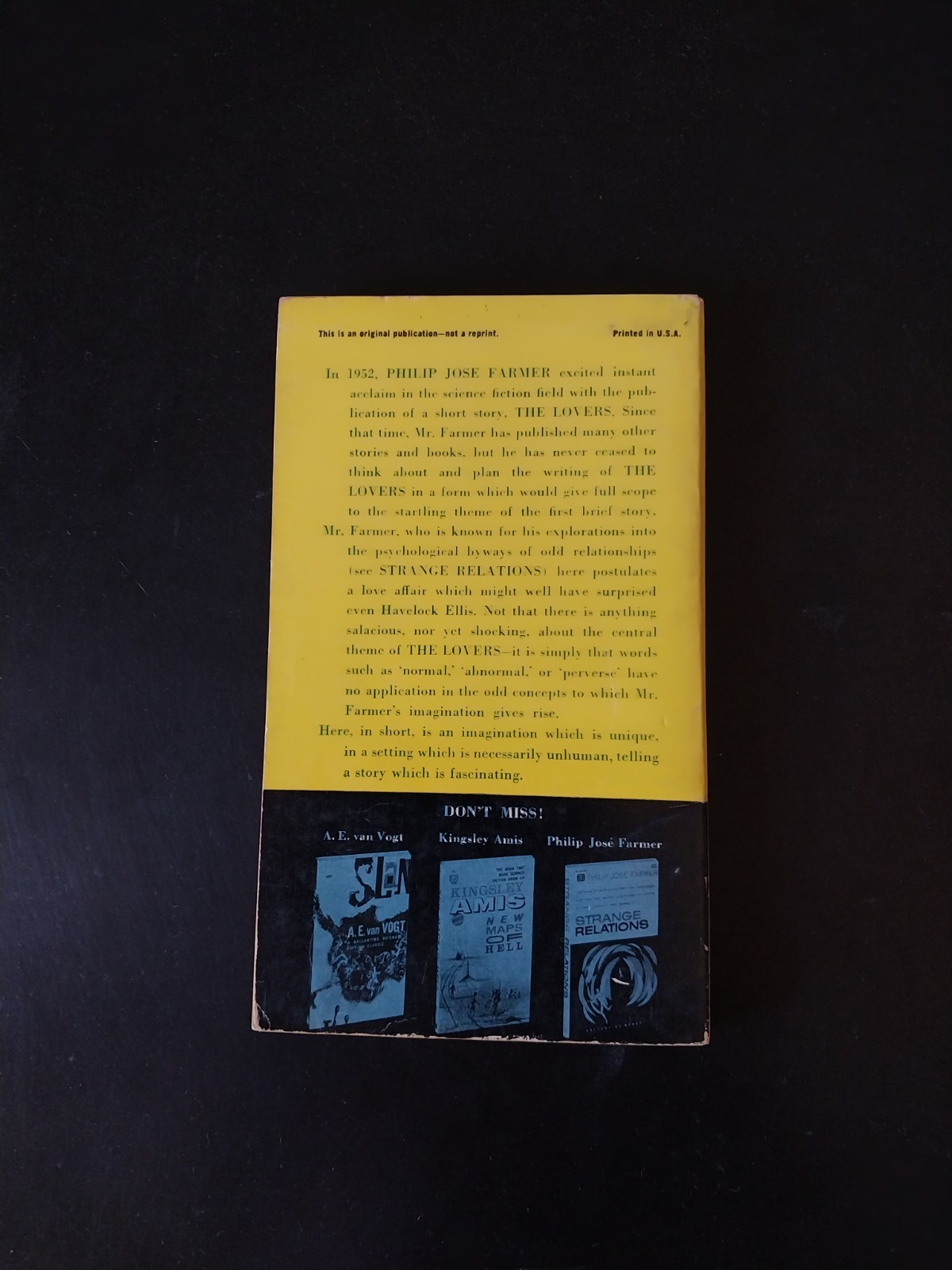 Philip Jose Farmer – The Lovers – Ballantine Books First Edition 1961