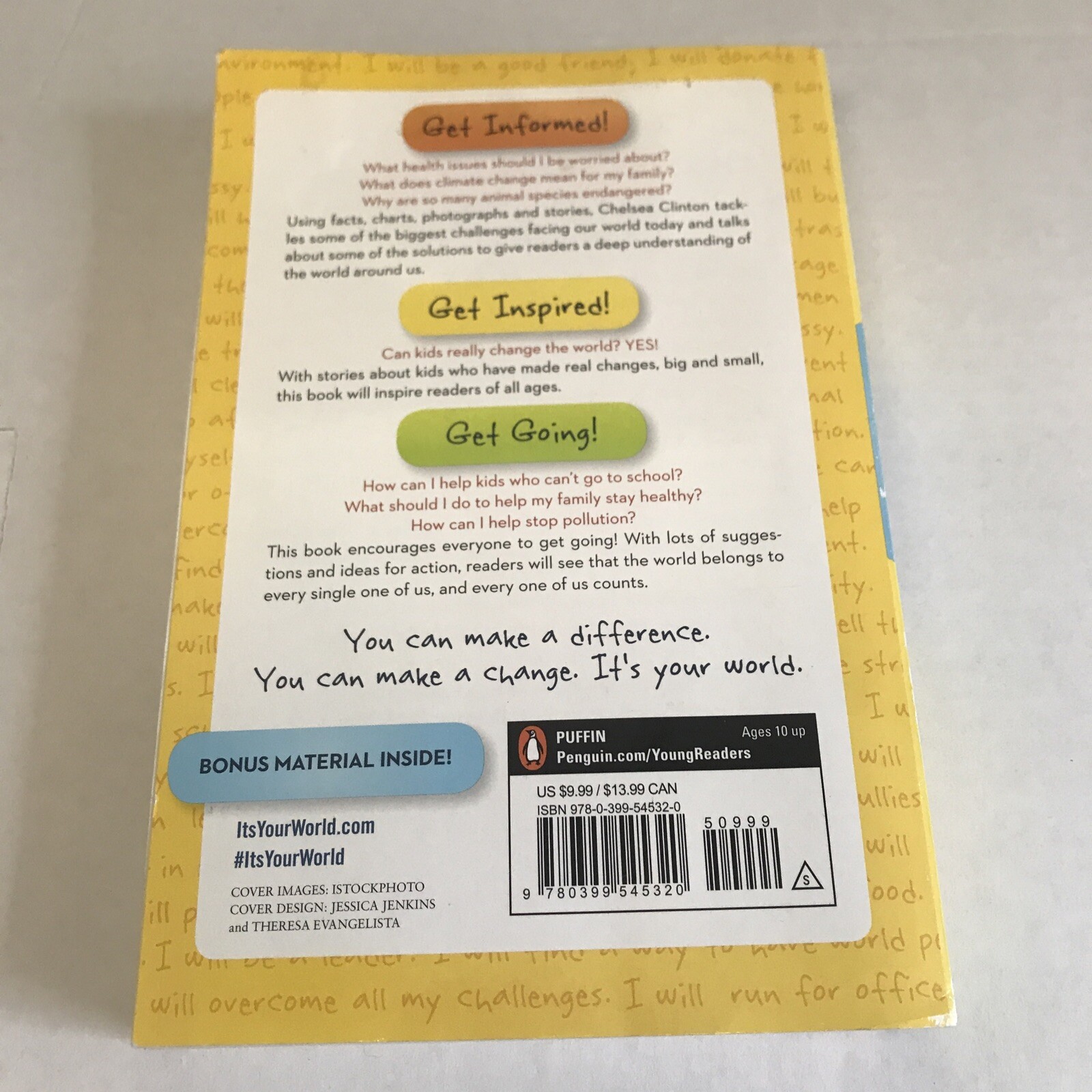 SIGNED CHELSEA CLINTON “IT’S YOUR WORLD” TRADE PAPERBACK BOOK