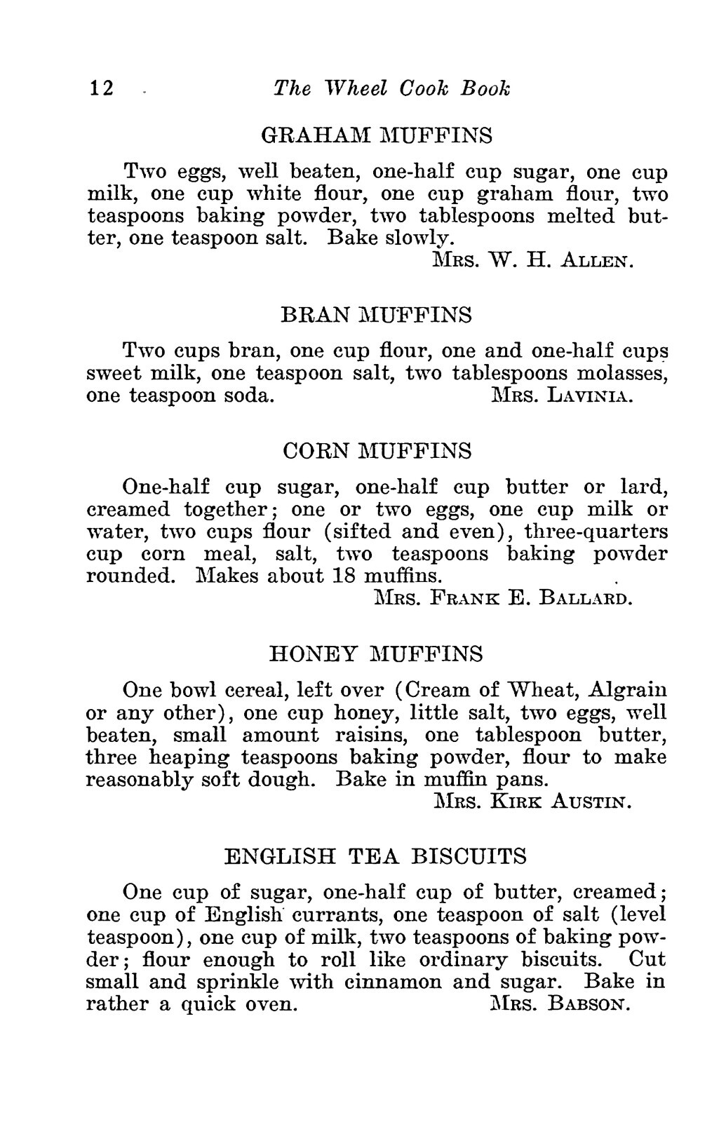 1913 The Wheel Cook Book 152 Pages