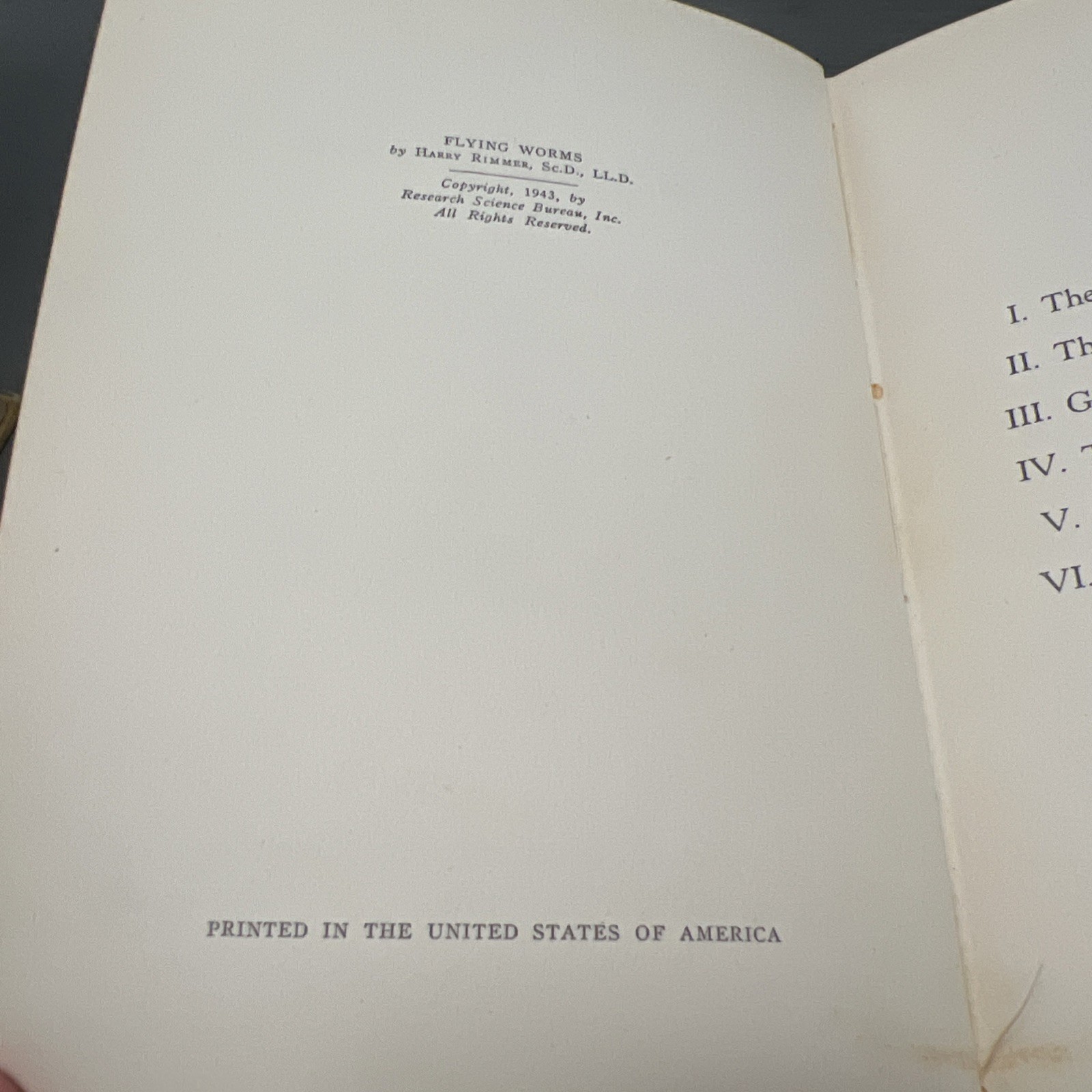 RARE: Vintage Flying Worms by Harry Rimmer Hardcover 1943 First Edition