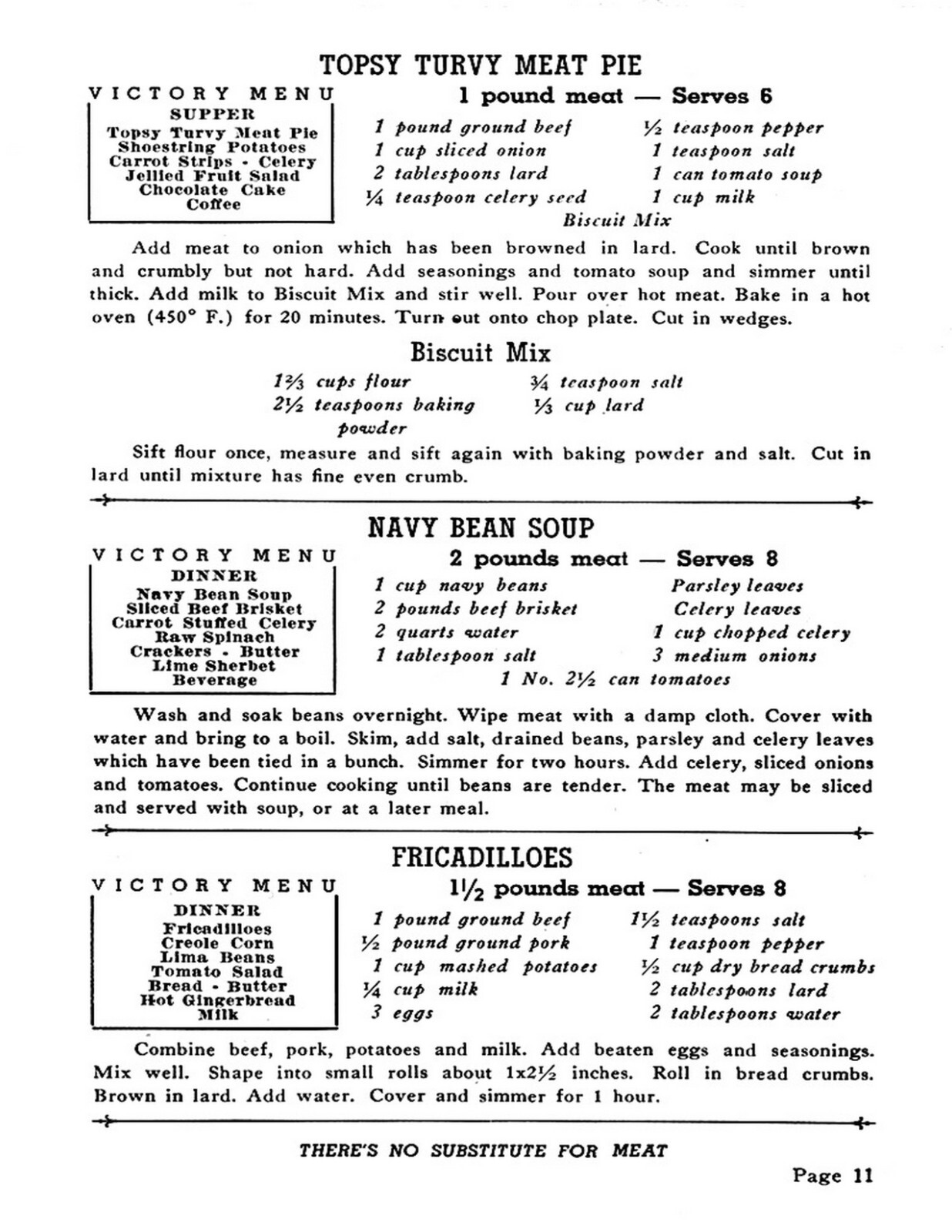 1943 Victory Meat Extenders Recipe Cook Book (39 page)
