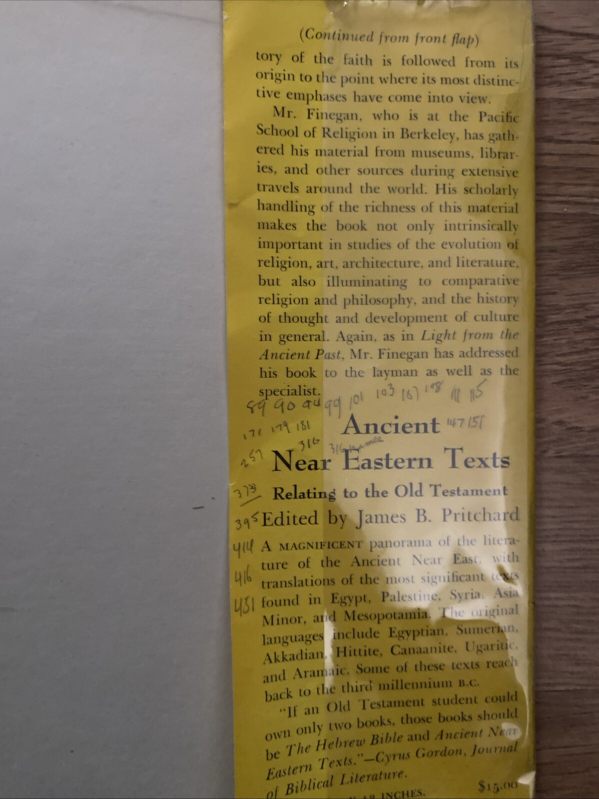 The Archeology Of World Religions by Jack Finegan – Pub: Princeton 1952 HC