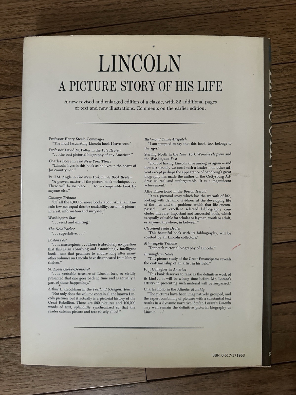 Stefan Lorant Lincoln Picture Story of His Life Revised Hardcover Illus DJ