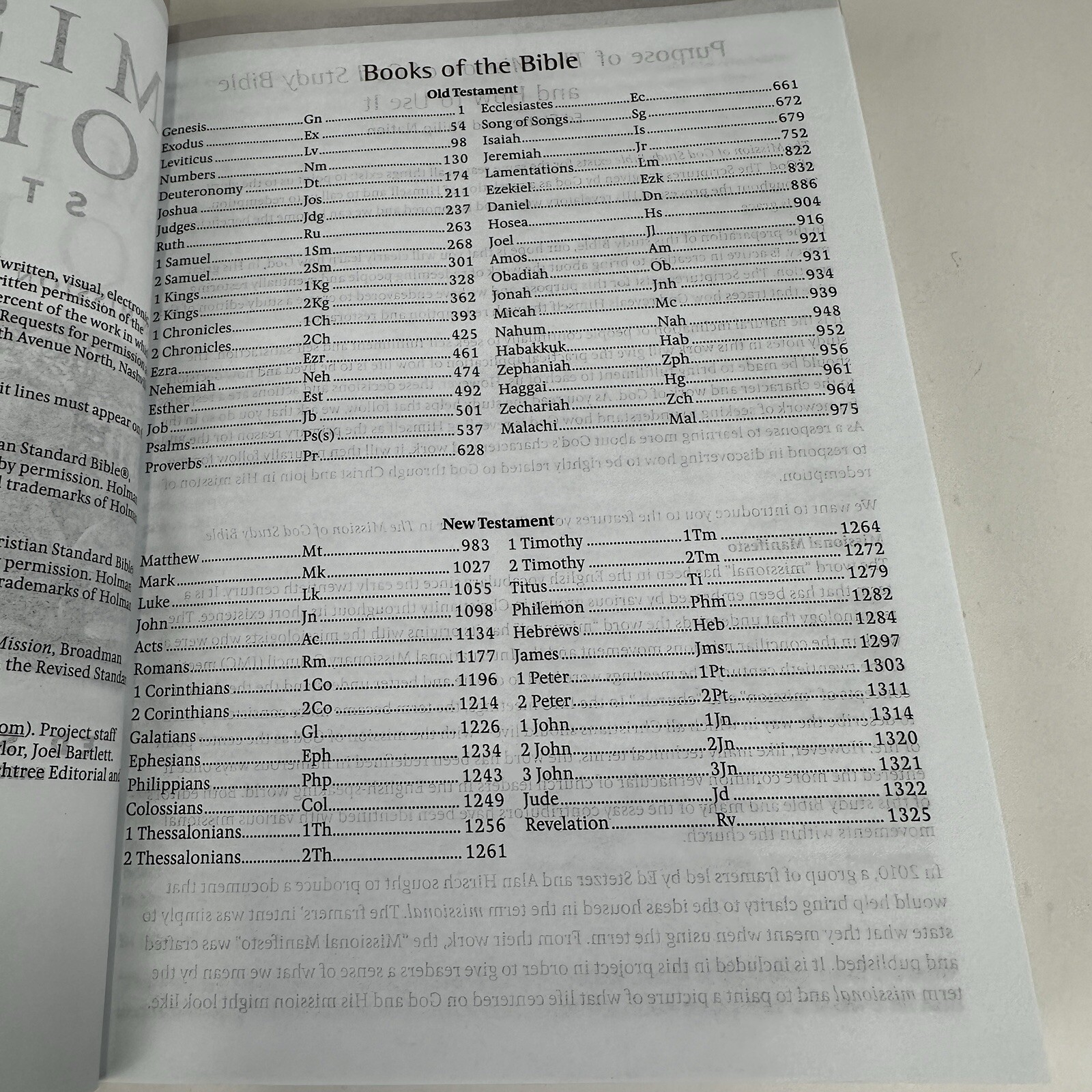 Unused The Mission of God Study Bible Hardcover Simulated Leather Philip Nation