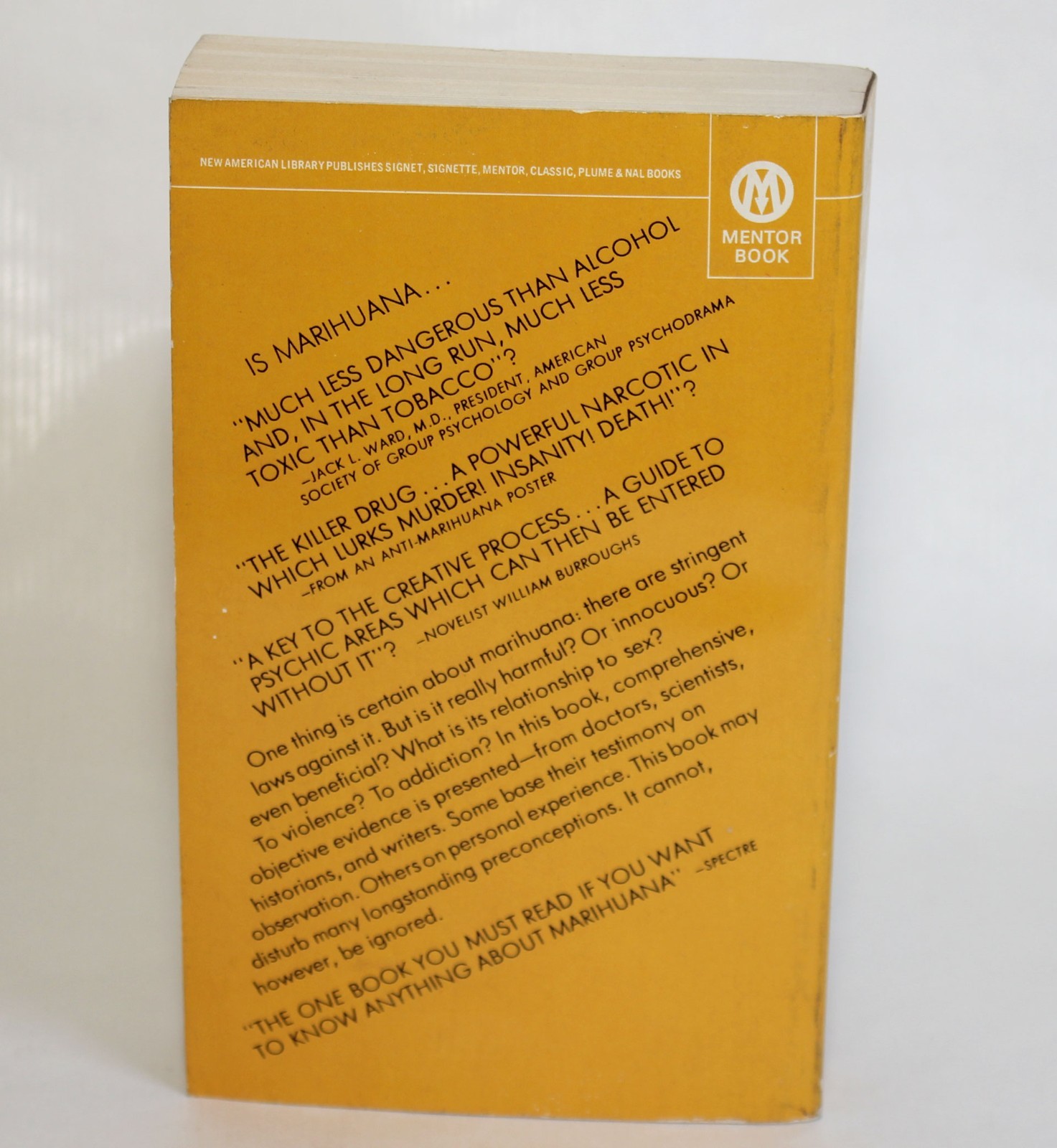 THE MARIHUANA PAPERS Edited by David Solomon Mentor 1968 1st Printing PB Vintage