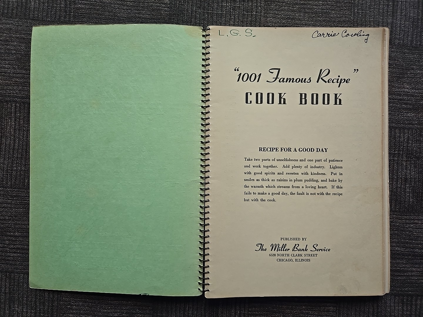 THE FIRESIDE 1001 RECIPES Cookbook Calif. Fed. Saving & Loan Assoc. L.A. 1940s?