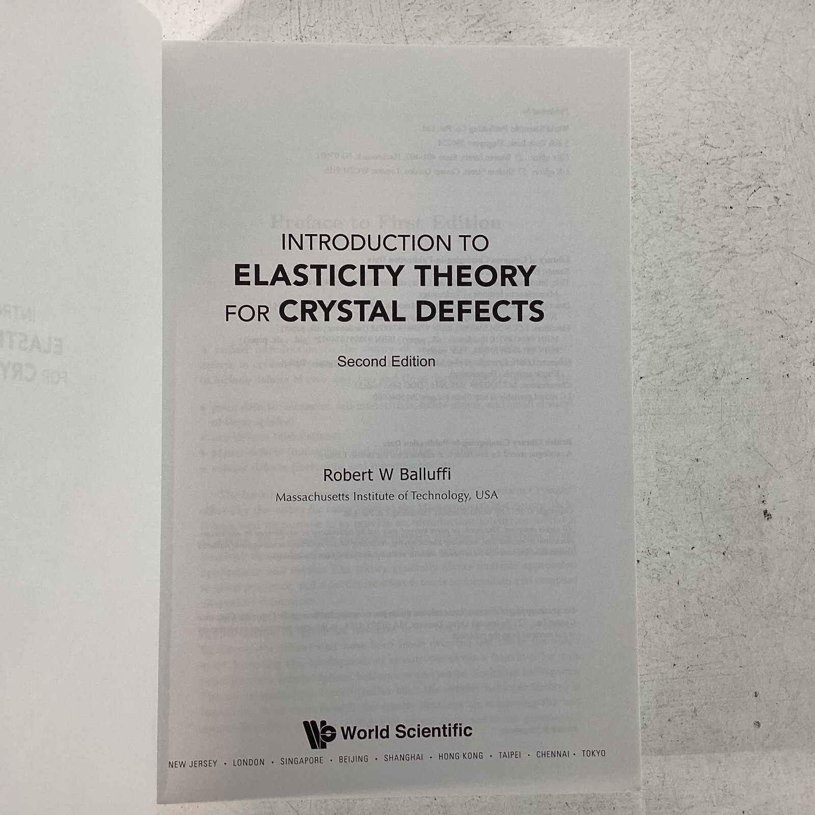 Introduction to Elasticity Theory for Crystal Defects by Robert Balluffi 2nd Ed