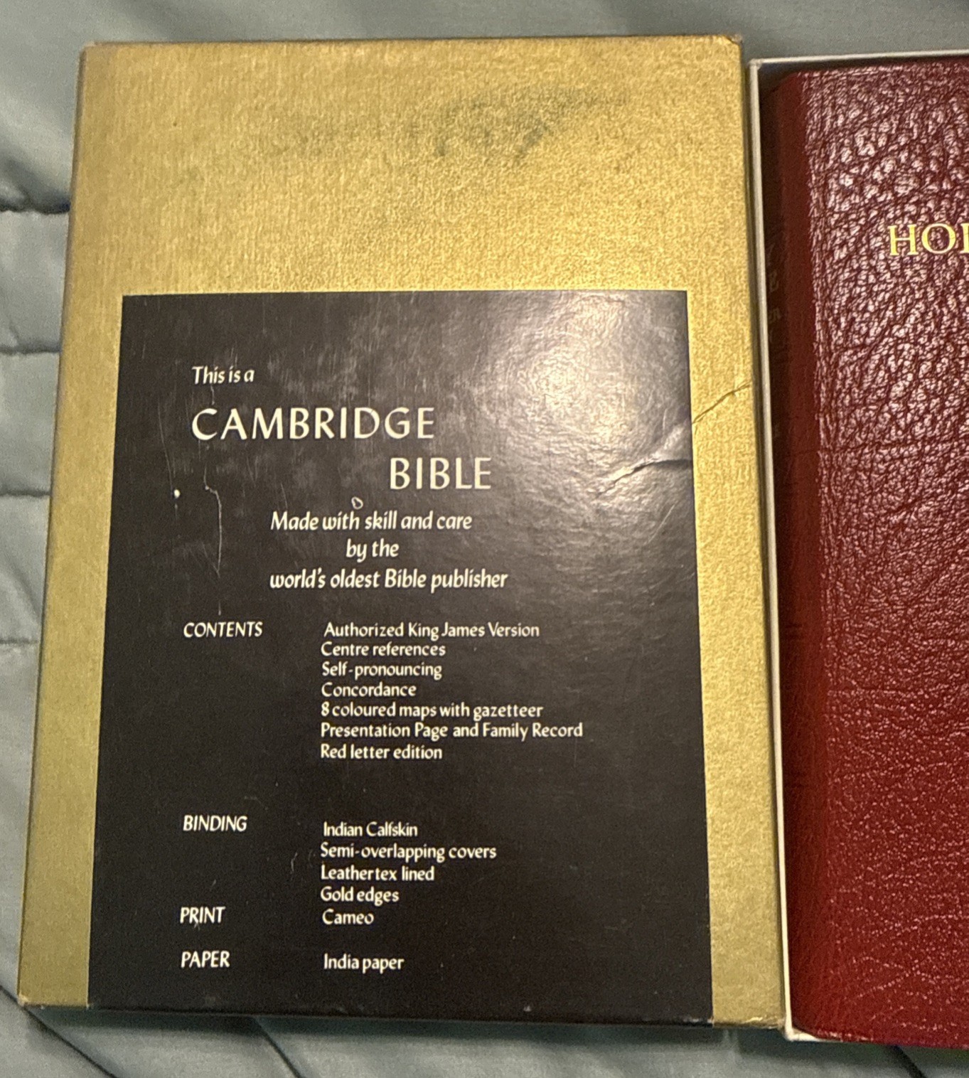 Vtg Cambridge Bible King James Calfskin Red Letter 73xrl Burgundy EUC