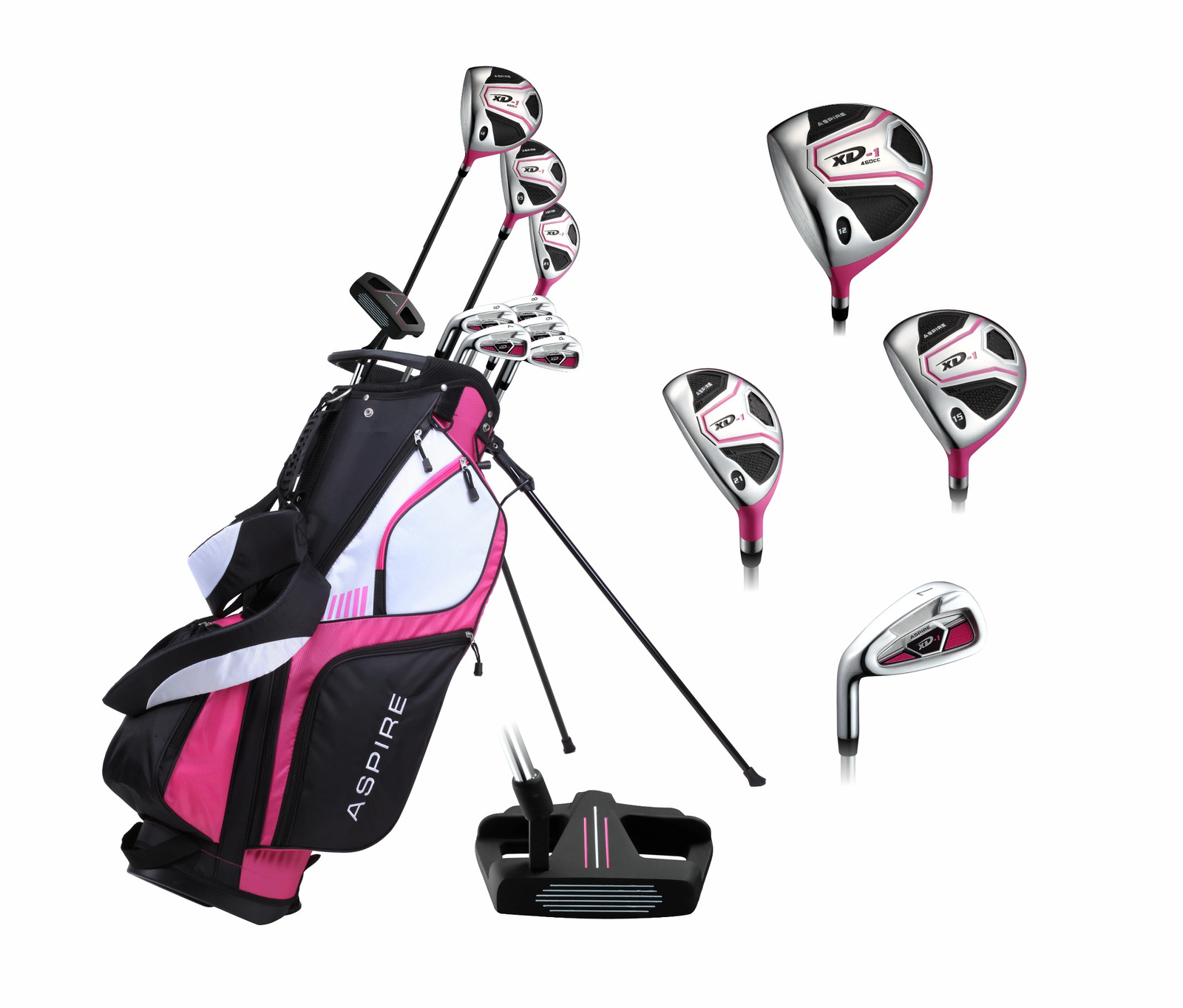 Aspire XD1 Womens Ladies Left Hand 14 Piece Complete Golf Clubs Package Set – Re