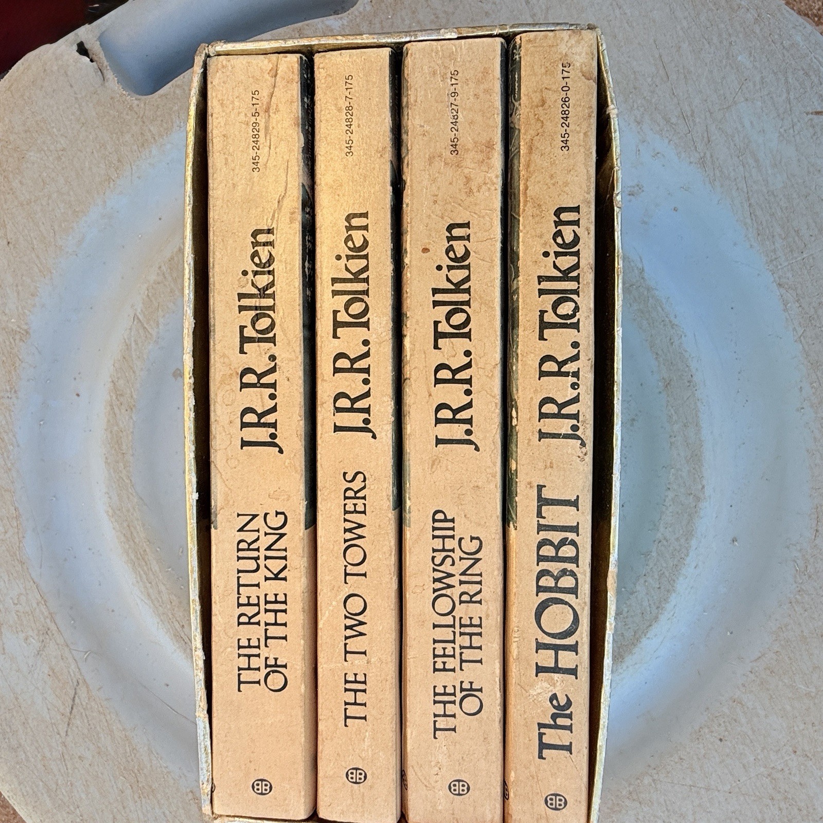 The Lord of the Rings Gold Foil And Hobbit 4 Book Set In Box JRR Tolkien EXC