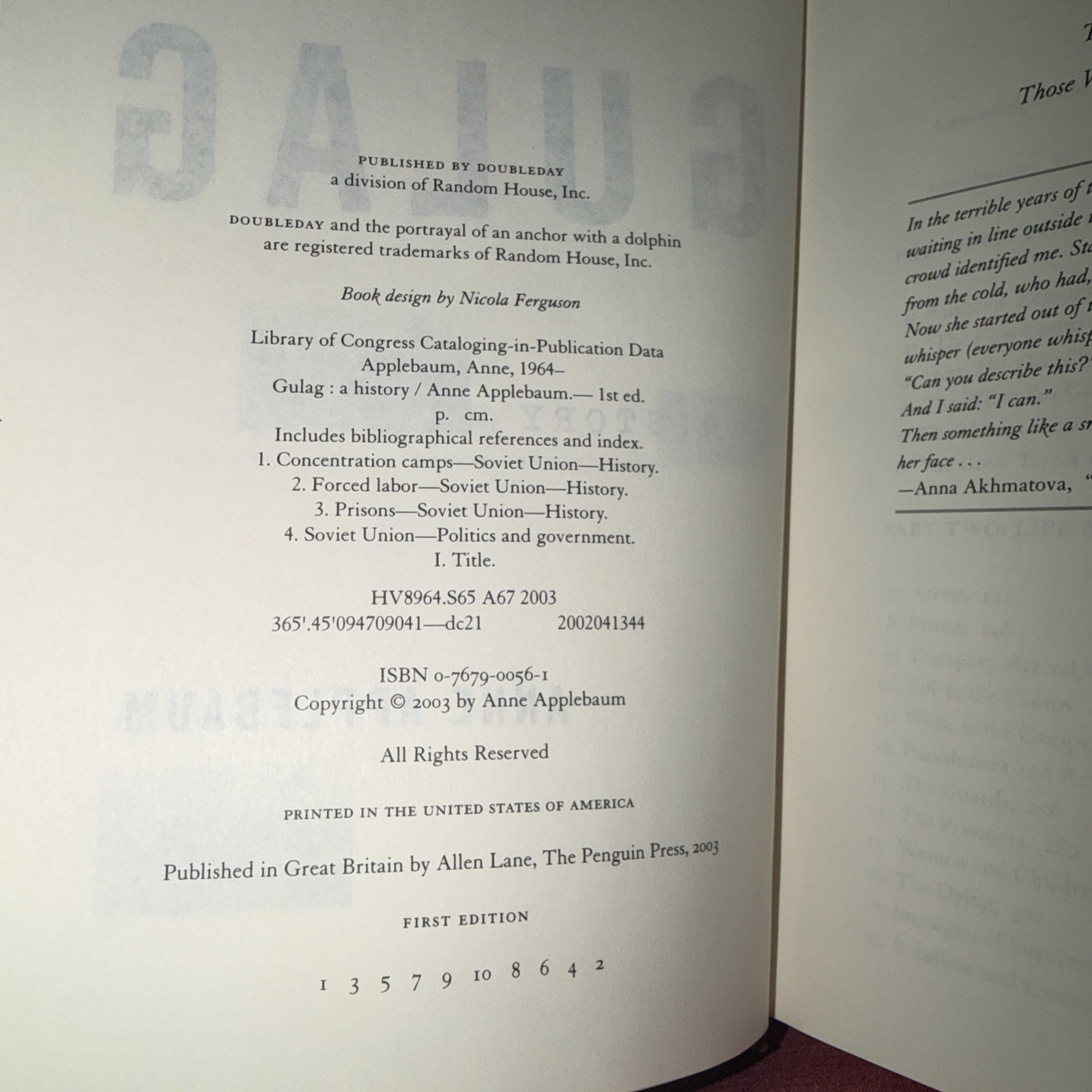 Gulag : A History by Anne Applebaum (2003, Hardcover)