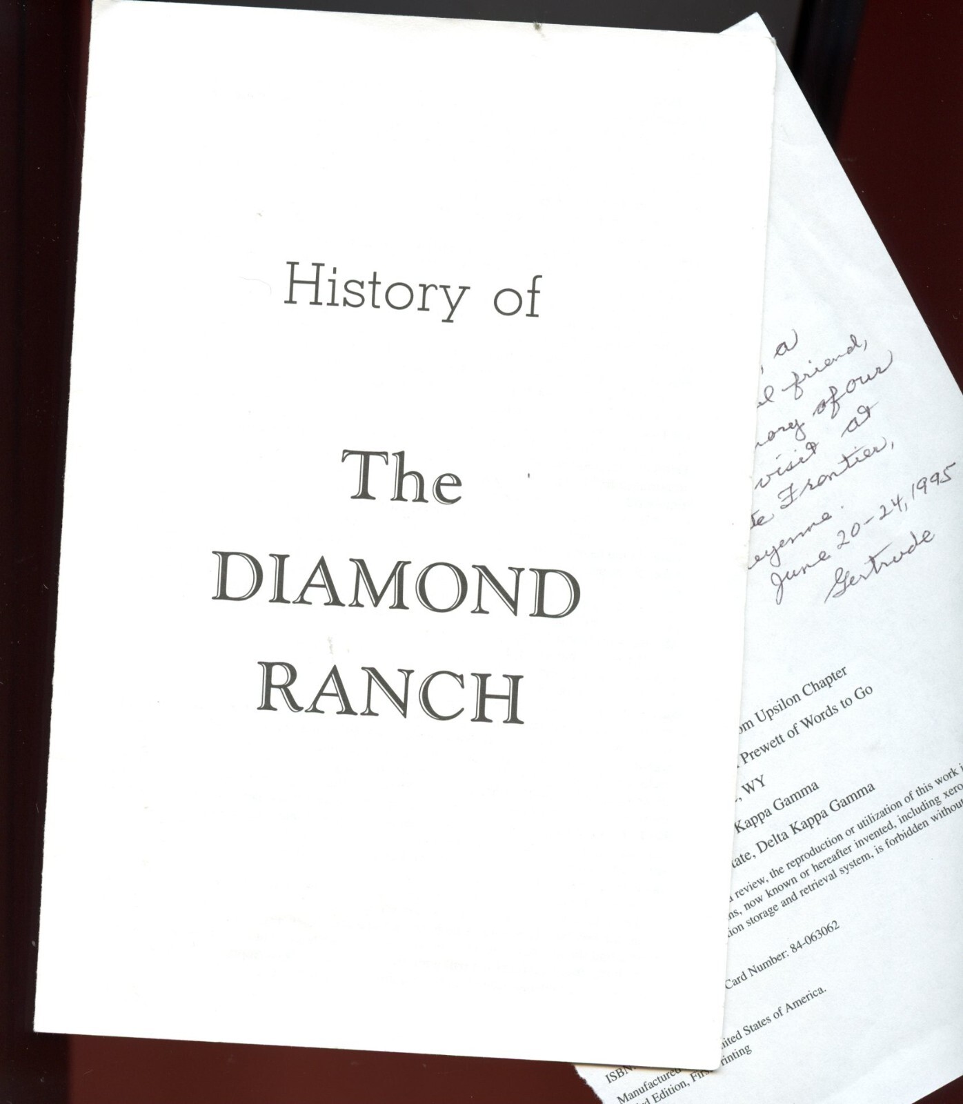 1997 Wyoming History, Half Circle V Ranch by; Peterson Book + Diamond Ranch, SGD