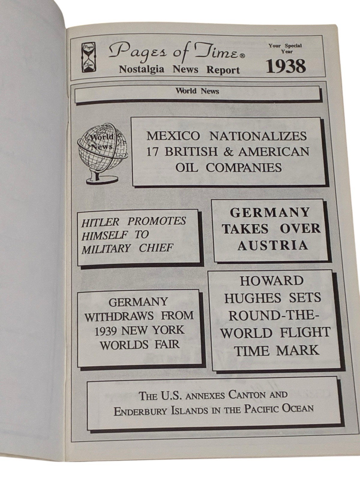 1938 PAGES OF TIME – Your Special Year Softcover News Book Booklet 24 Pages