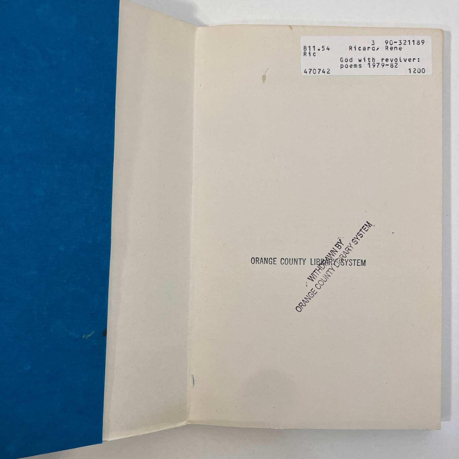 God with Revolver Poems 1979-82 by Rene Richard EX-LIBRARY Hanuman Books 1990 PB