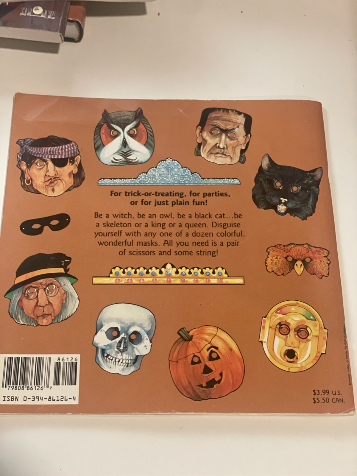 Halloween Masks by Anthony Rao 1982 Paperback Book Random House
