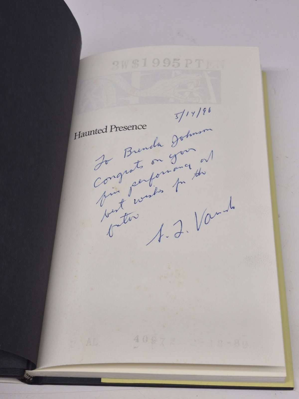 Haunted Presence The Numinous In Gothic Fiction S.L. Varnando Inscribed Signed