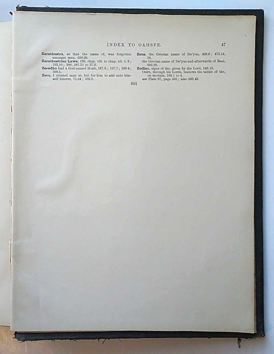 Oahspe: A New Bible In The Words Of Jehovih by John Ballou Newbrough – 1891 – HC