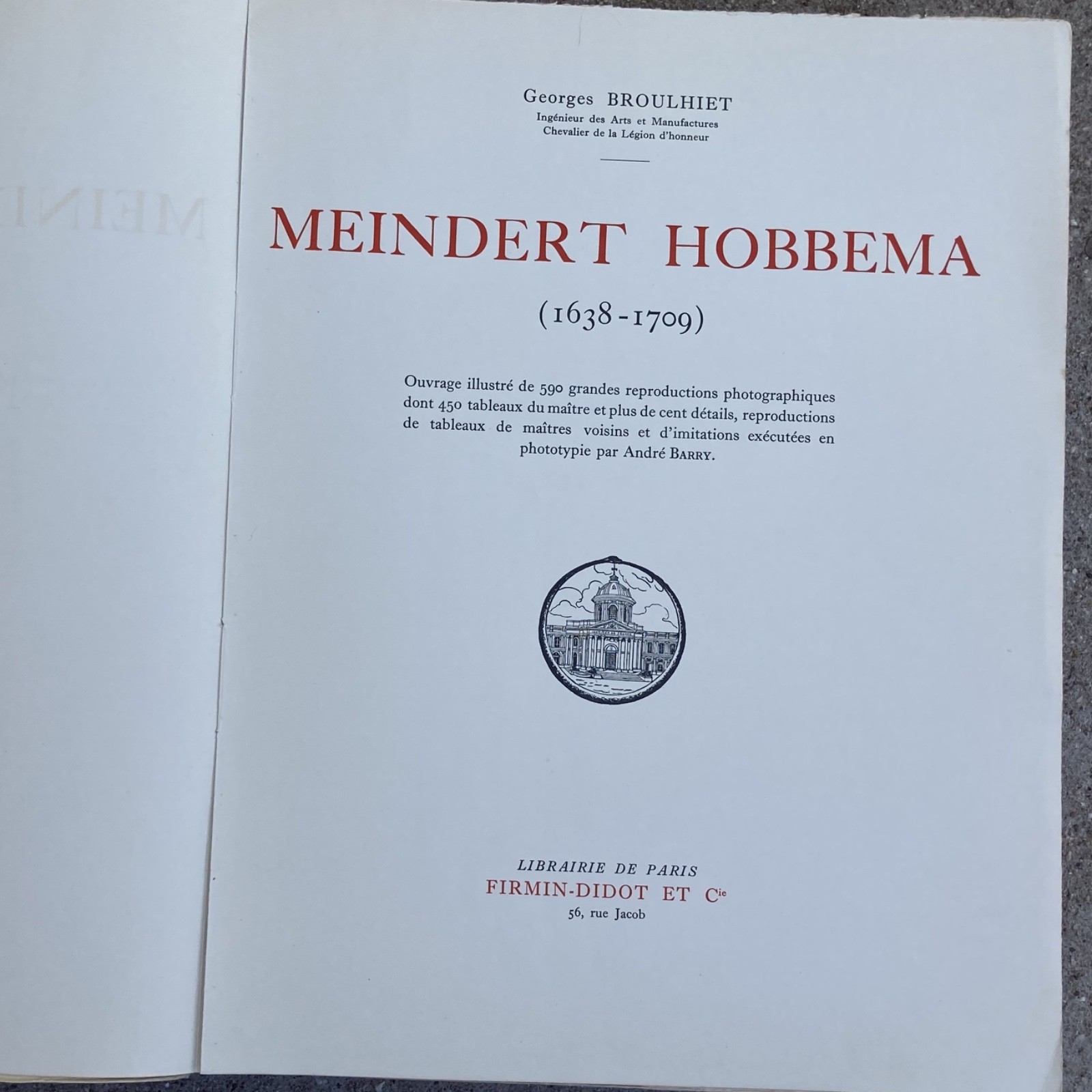 Meindert Hobbema 1938 Book Limited Edition No. 159 of 1,100 Copies Dutch Painter