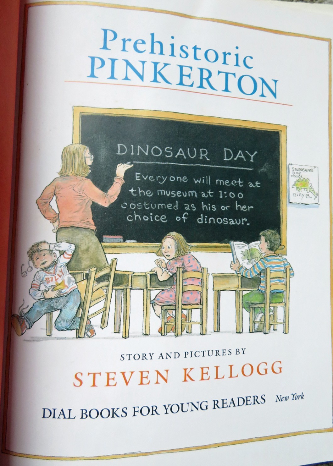 PREHISTORIC PINKERTON SIGNED STEVEN KELLOGG W/SKETCH- GREAT DANE DINOSAURS