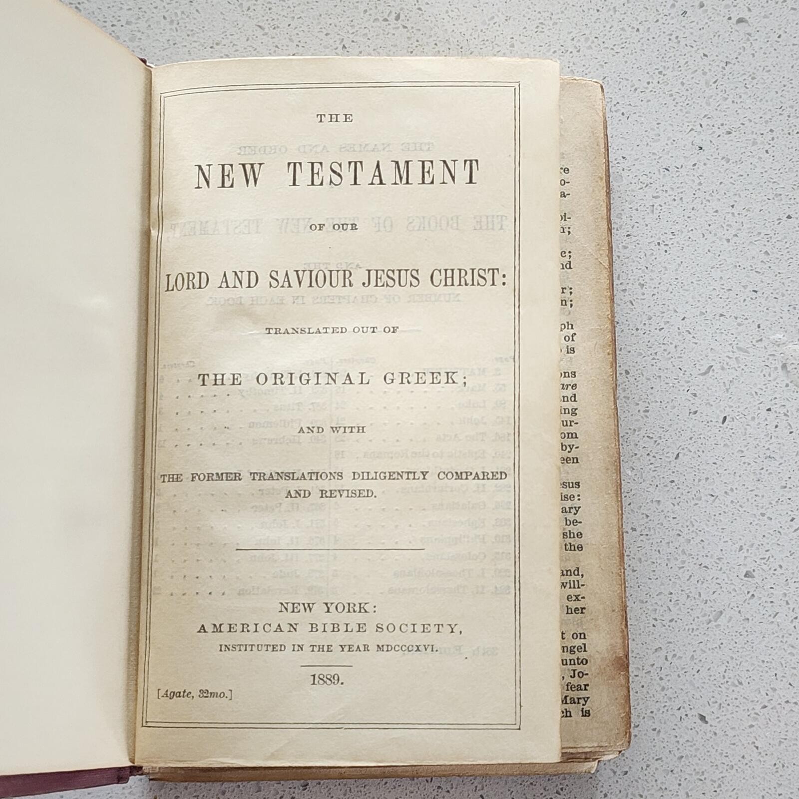 1889 New Testament Pocket Bible American Bible Society Gilt Edges Antique