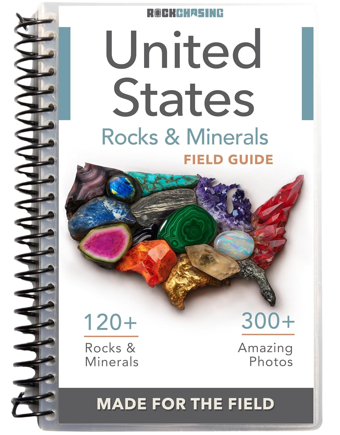 Spiral Rocks Minerals US Field Guide Waterproof Rockhounding Crystals Book – US