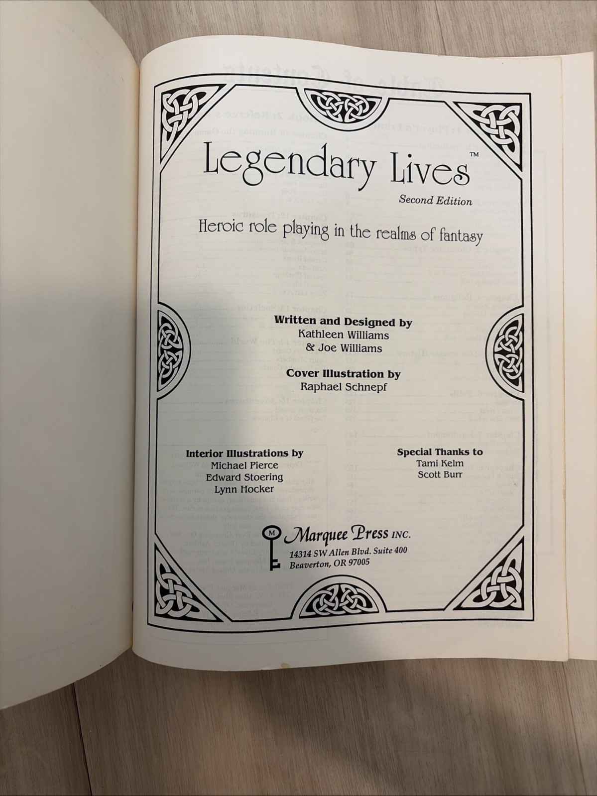 LEGENDARY LIVES – 2nd Edition (1993) Fantasy RPG Book – Kathleen Williams RARE
