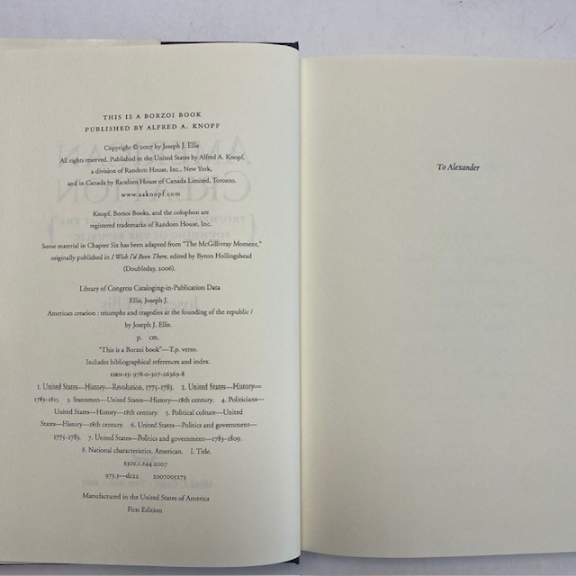 American Creation Joseph J Ellis 2007 Hardcover First Edition DJ