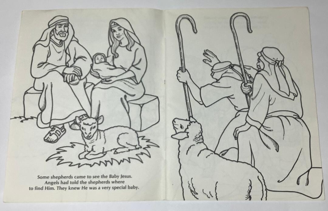 Vintage Life of Jesus Bible Story Coloring Book Warner Press 1988