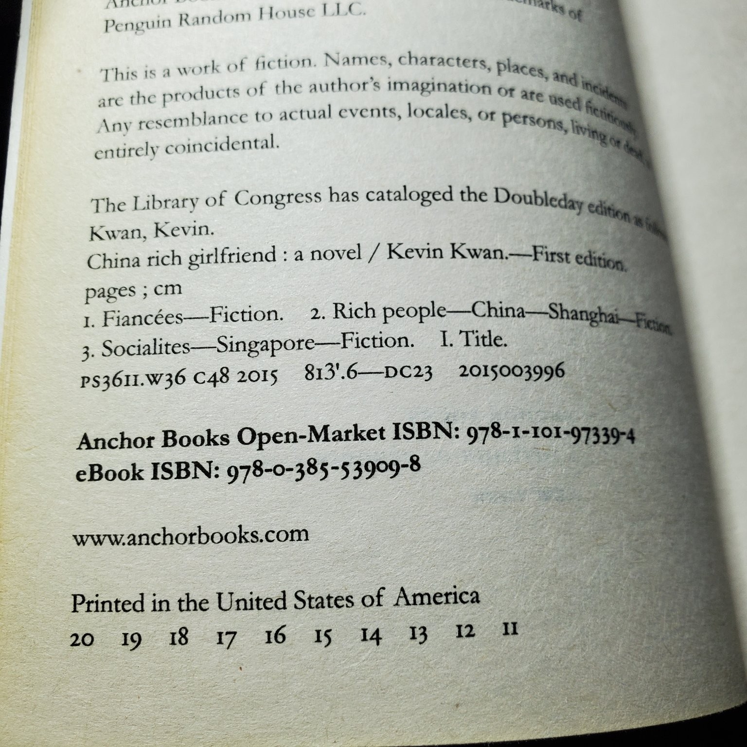 China Rich Girlfriend Kevin Kwan 2015 Fiction Paperback Book