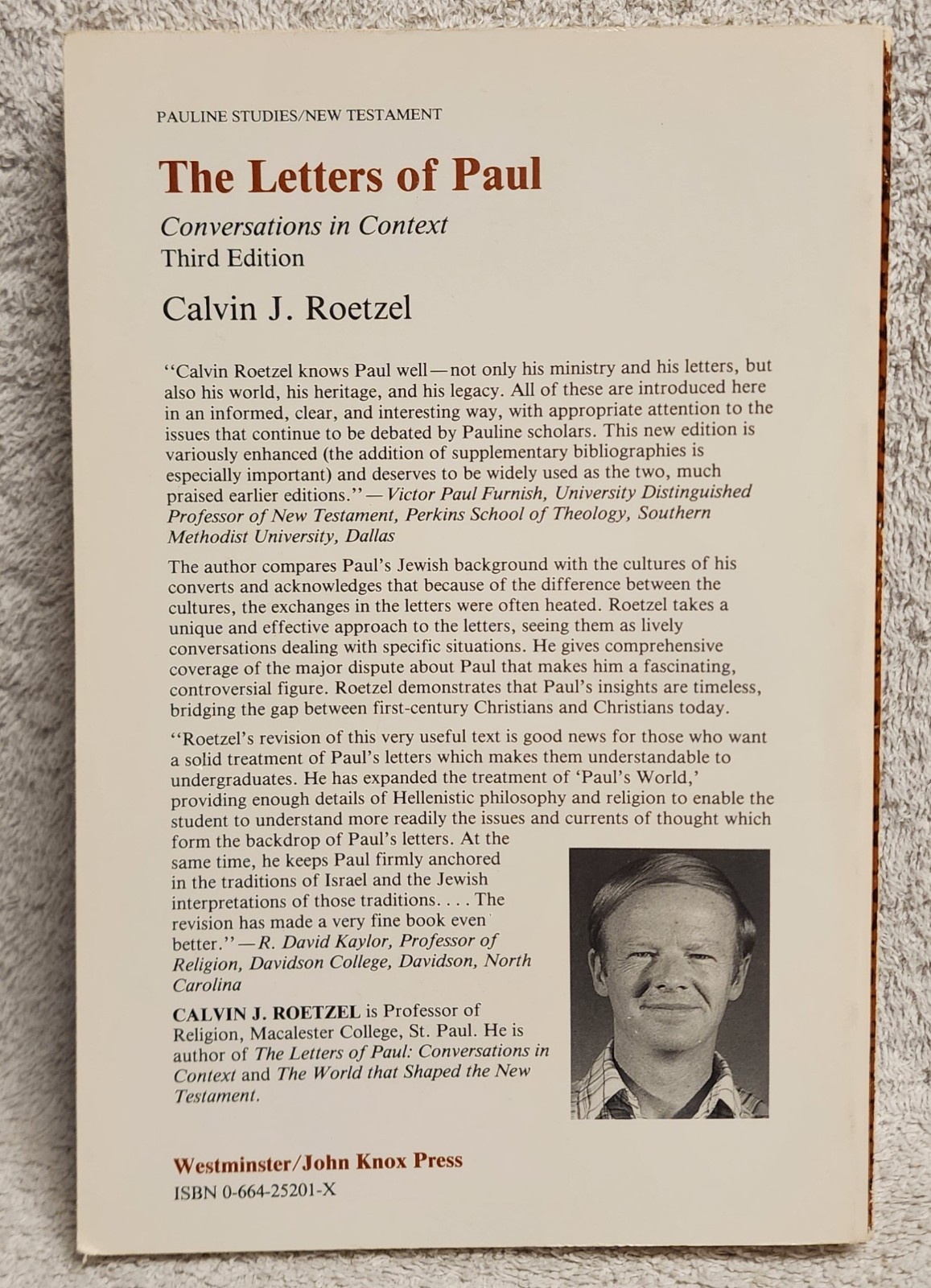 The Letters of Paul by Calvin J Roetzel 3rd Ed Conversations in Context Signed