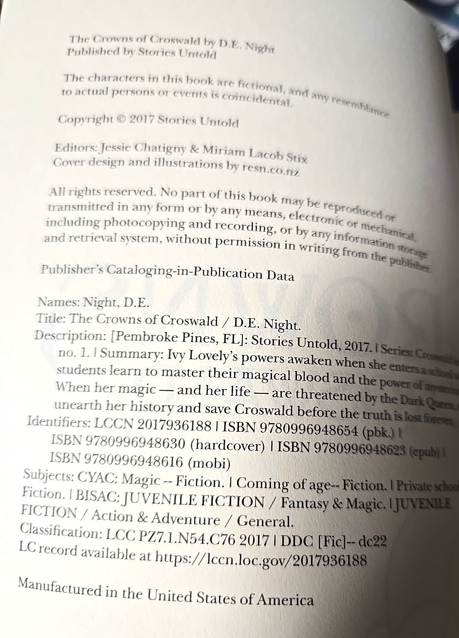 Signed The Crowns of Croswald by D.E. Night Autographed By Author Book 1