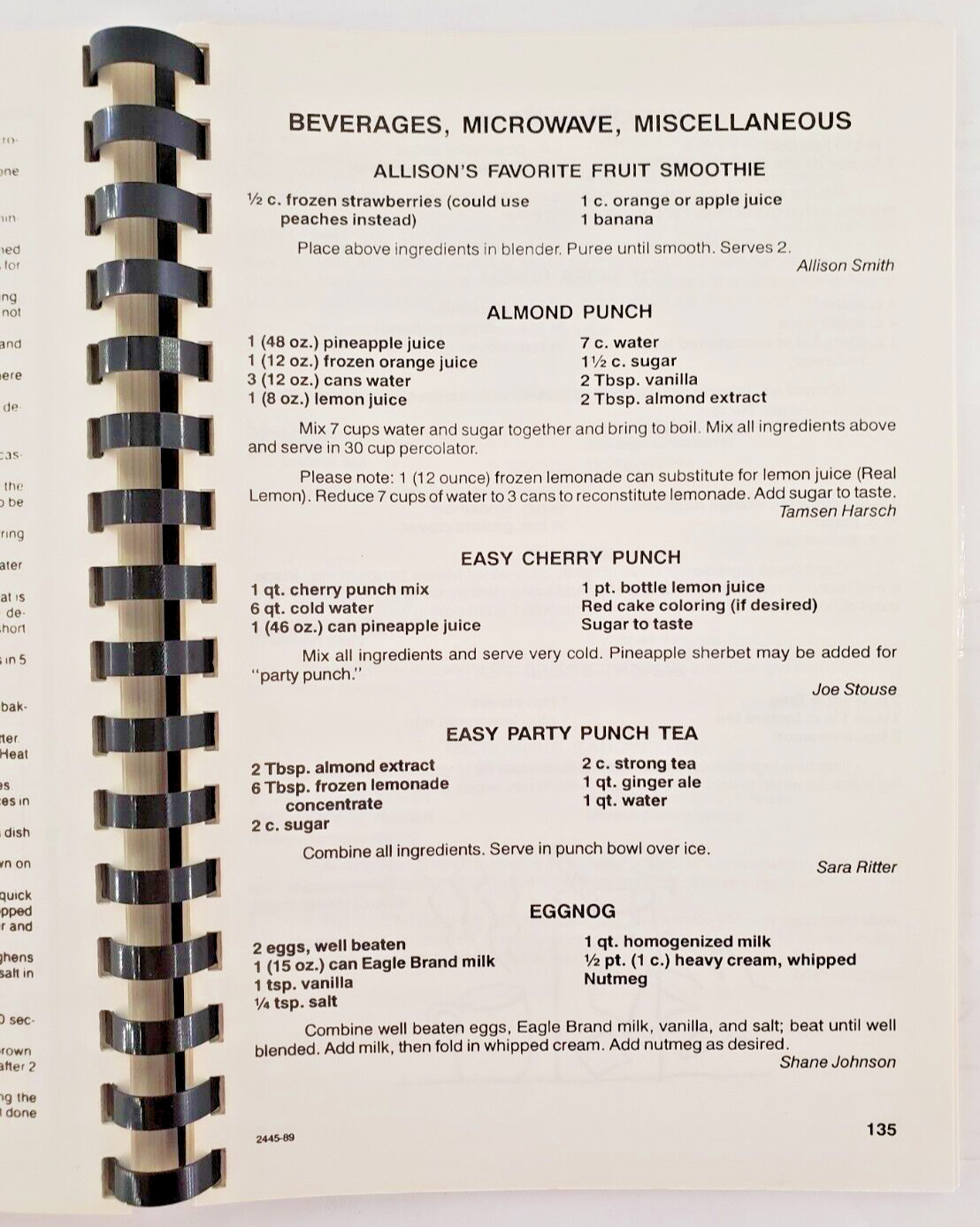Puckett Panthers 1989-1990 Cookbook Elementary School Recipes Amarillo Tx