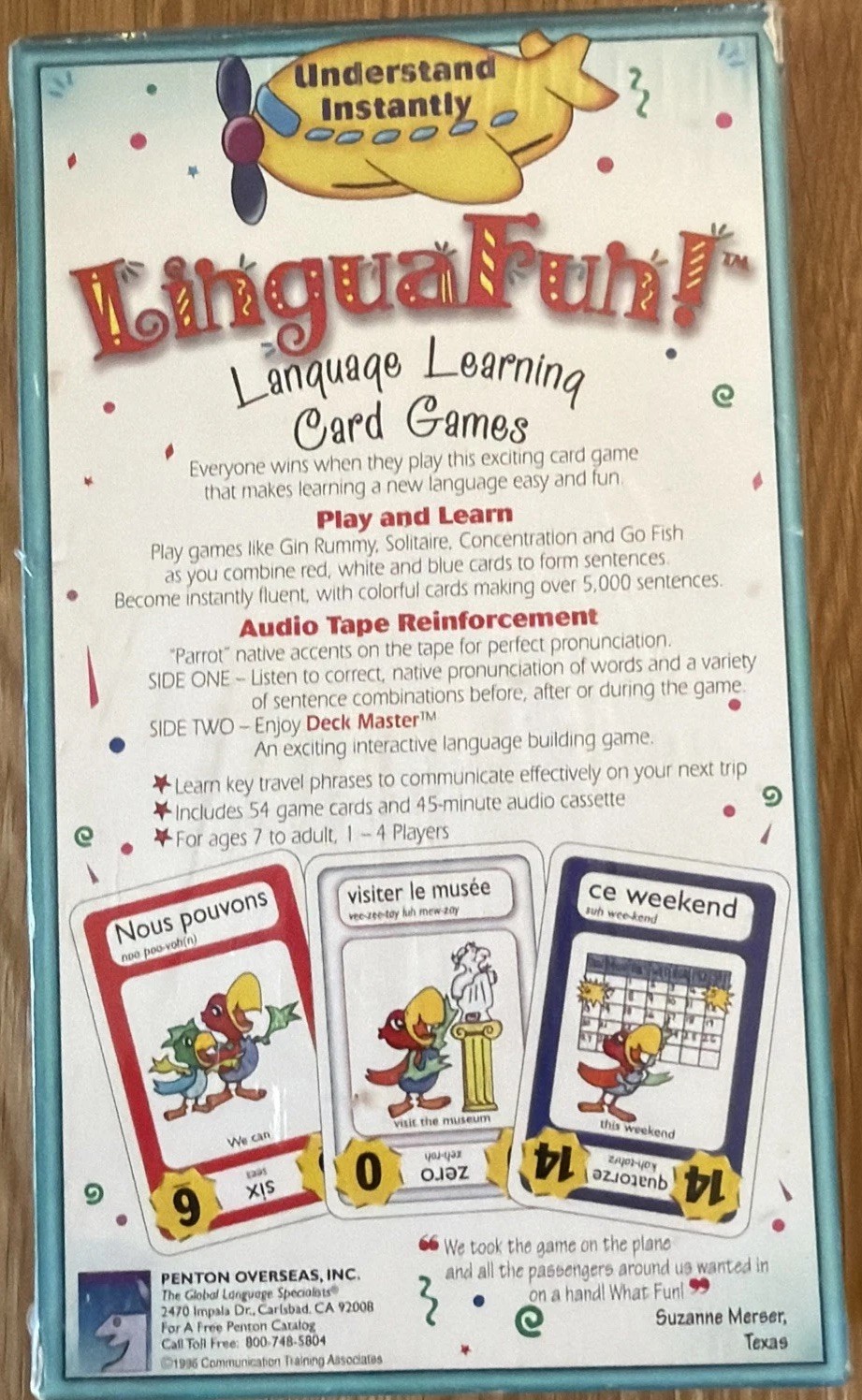 Vintage Linguafun French Language Learning Card Games Audio Cassette 1996