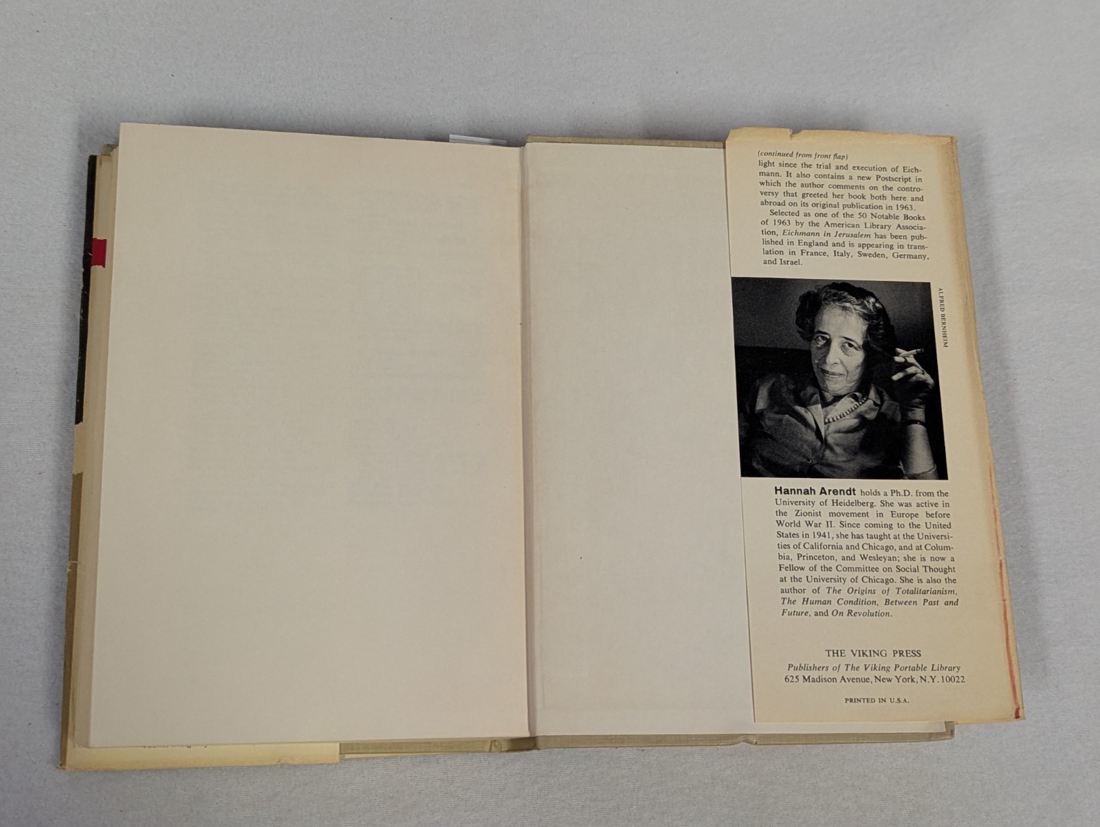 Hannah ARENDT ~ EICHMANN In JERUSALEM ~ Vtg 1964 HCDJ ~ Revised Enlarged Edition