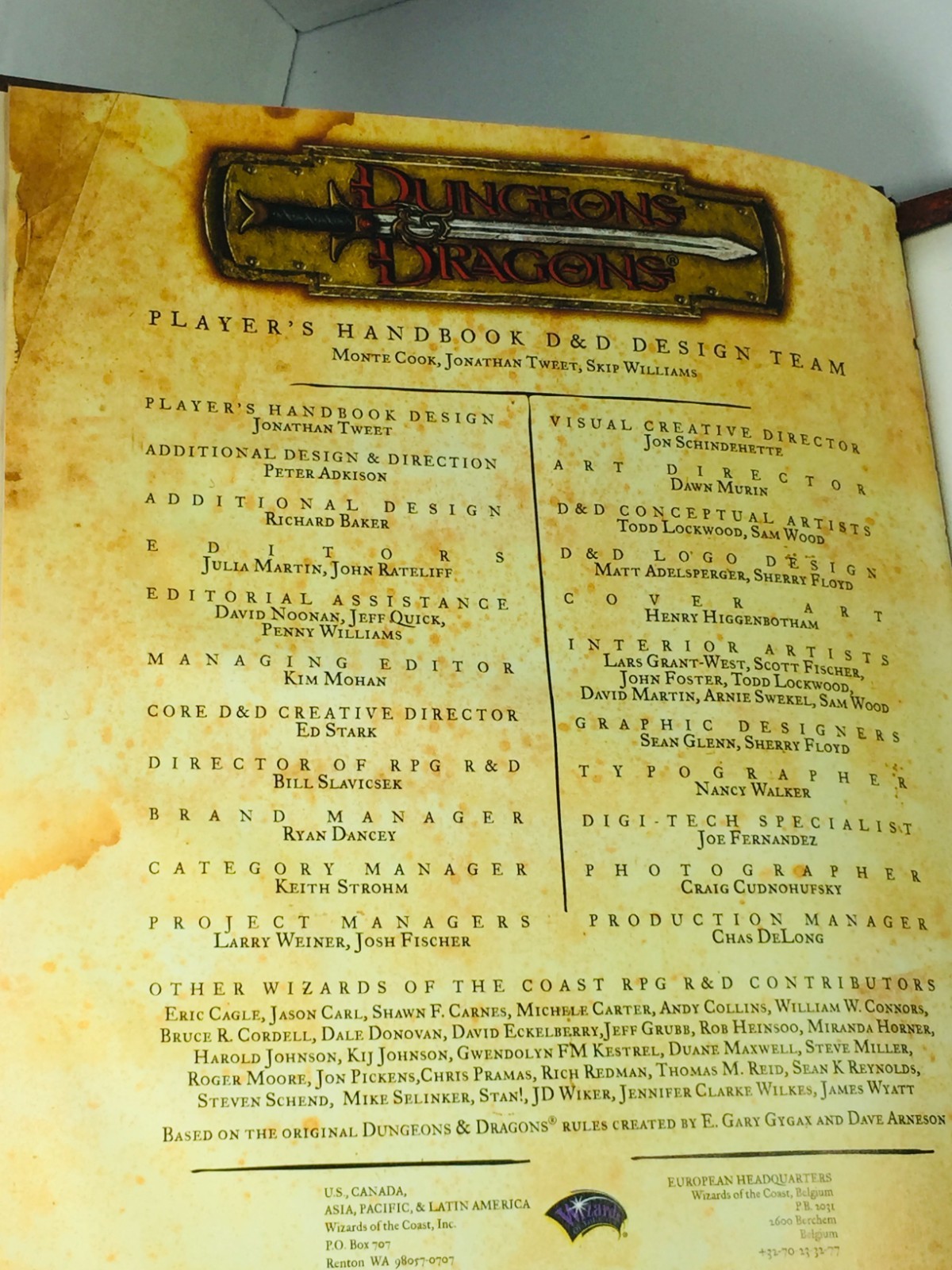 DUNGEONS & DRAGONS “PLAYER’S HANDBOOK” CORE RULEBOOK 1 (MISSING DISC) VTG D&D+++