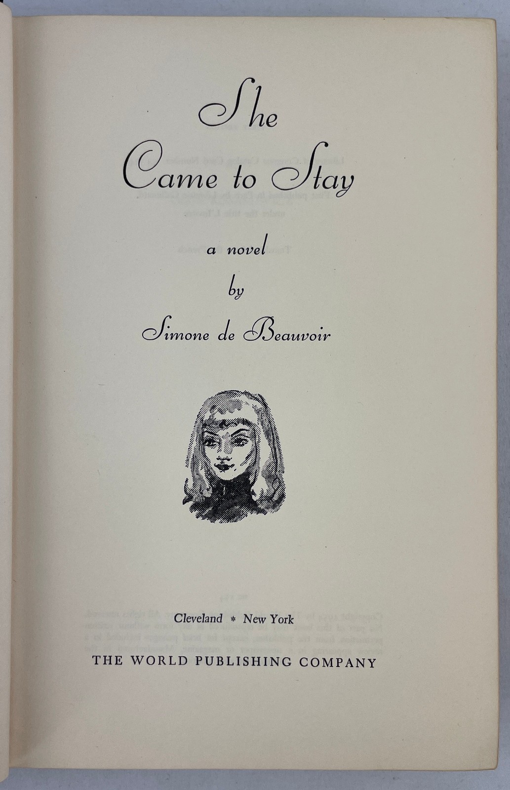 She Came to Stay, Simone de Beauvoir, 1954, 1st Edition Thus, HCDJ