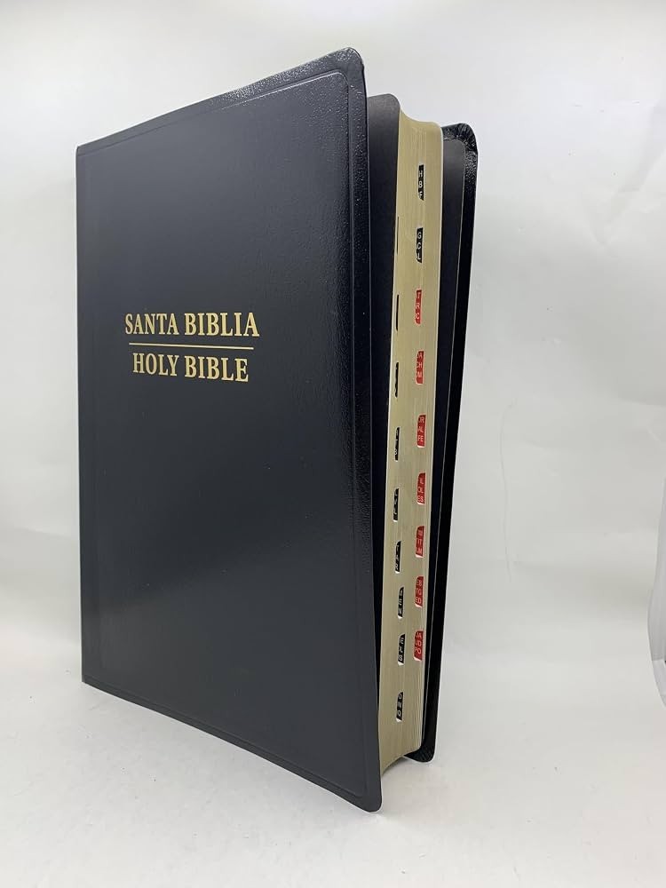 Biblia bilingüe RVR 1960/ KJV Letra Grande | Imitacion Piel Negro Con Indice