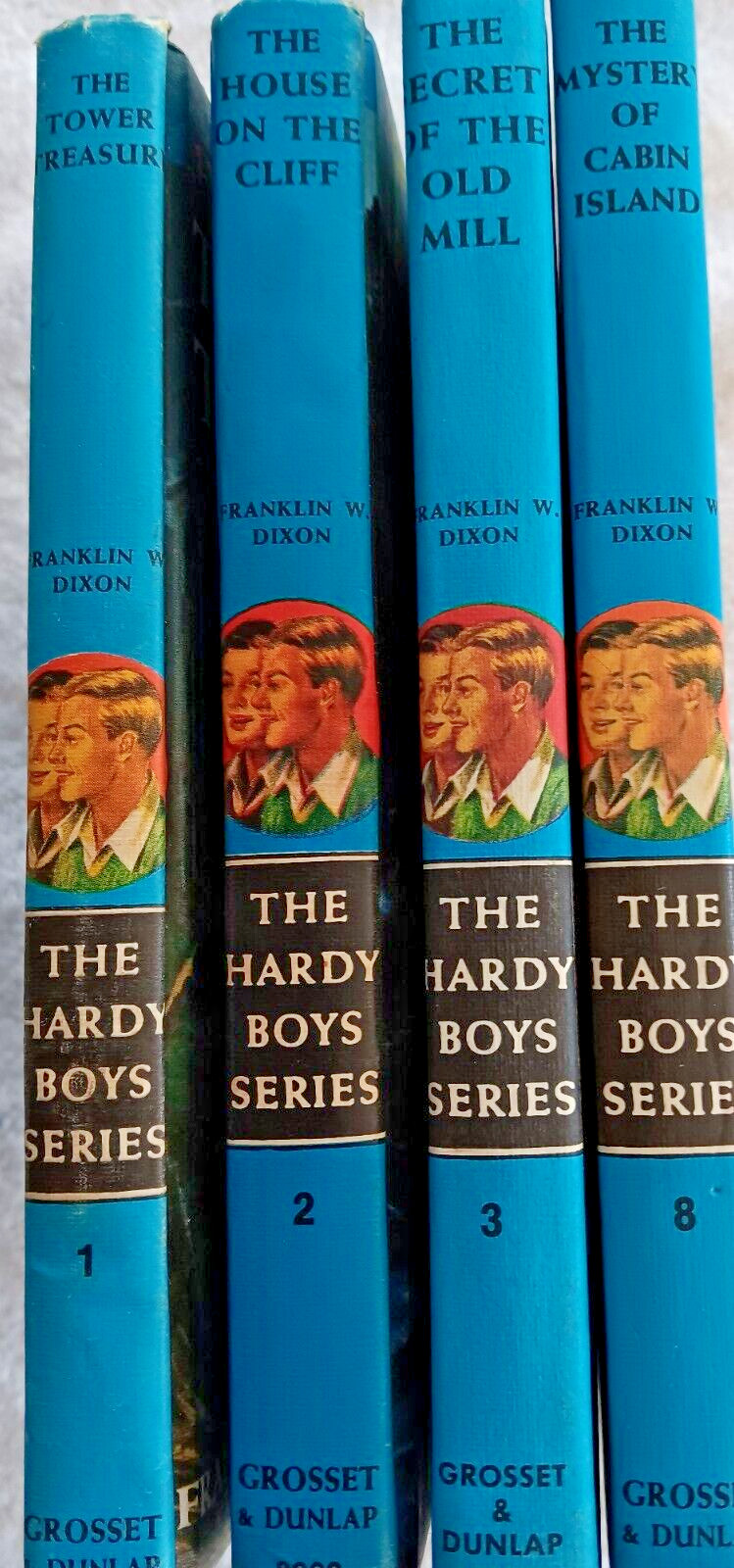 Lot of 4 Hardy Boys Vintage Hardcover Books by Franklin W. Dixon LOT 1, 2, 3, 8.