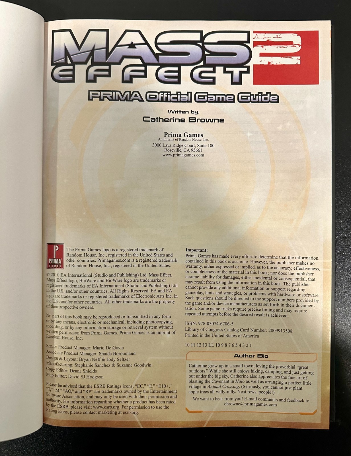 Mass Effect 2 Collector’s Edition Hardback Prima Official Game Guide 1st Print