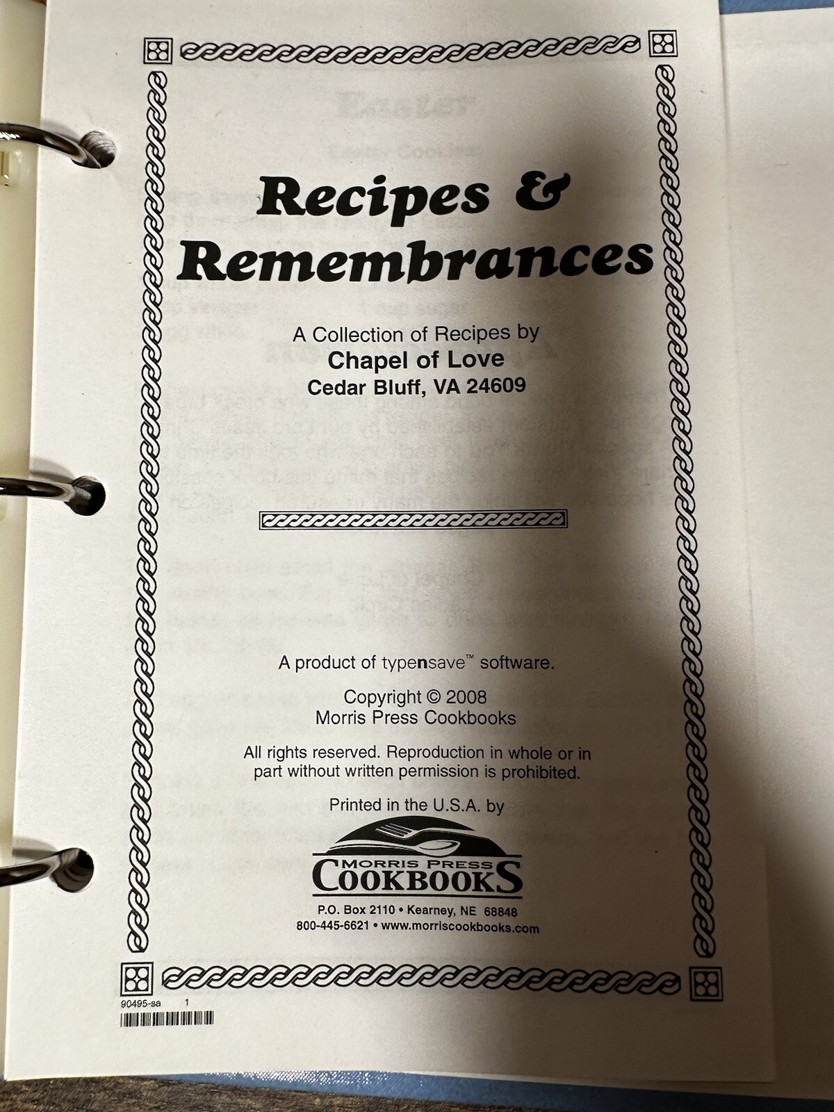 Recipes & Remembrances “chapel Of Love” Morris Press Cookbooks. Cedar Bluff, VA