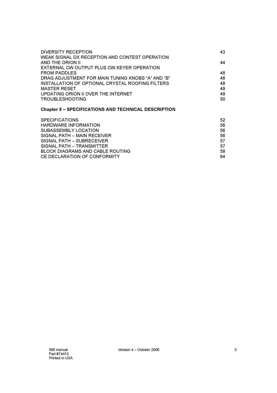 TEN TEC Orion 2 Model 566 Radio Transceiver Operators Manual – WIRE CLOSURE