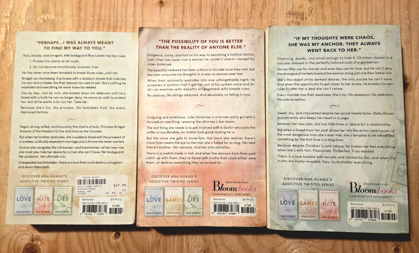 Ana Huang Twisted Series Books 2-4 Games Hate Lies Paperback Lot