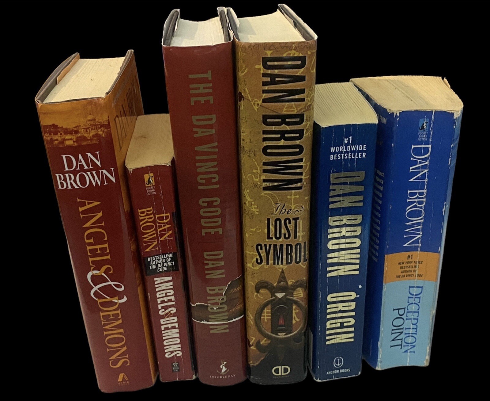Lot of 6 DAN BROWN Books 3 Hardcover, 3 Paperback Robert Langdon Series