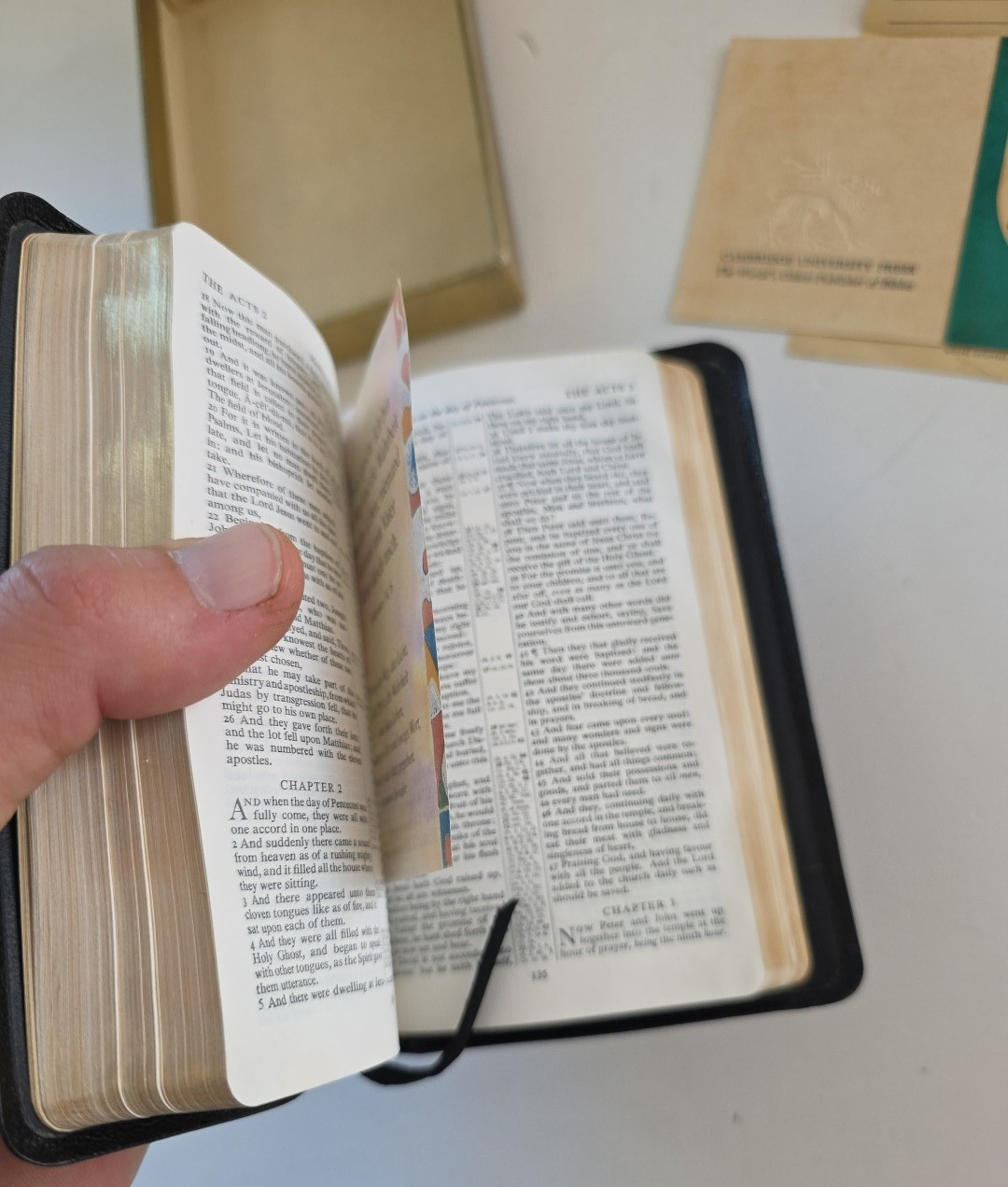 Vintage Cambridge Crystal Bible KJV Compact Superfine Black Morocco Leather