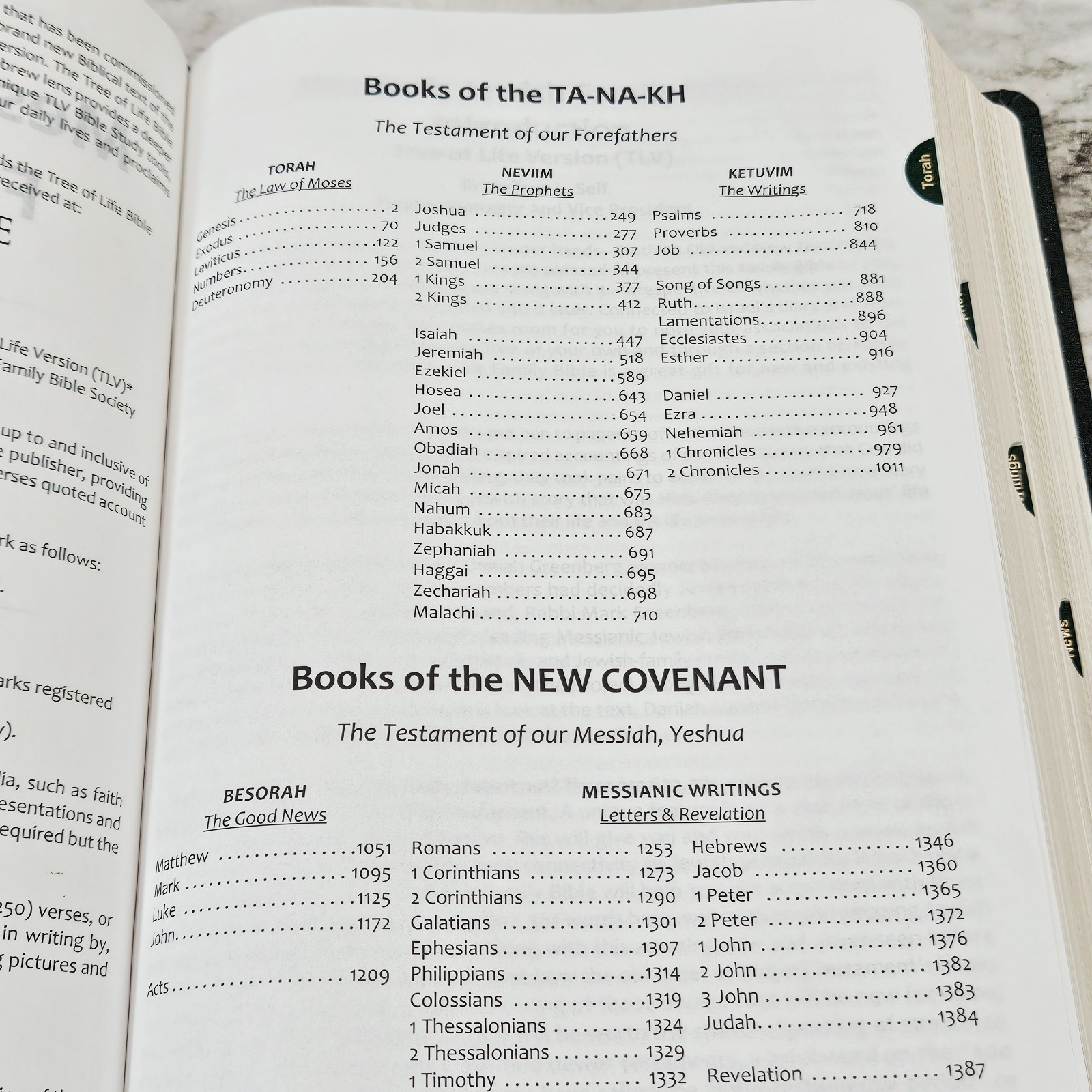 Messianic Jewish Family Bible Tree of Life Version TLV Gold Gilt Dark Green Tabs