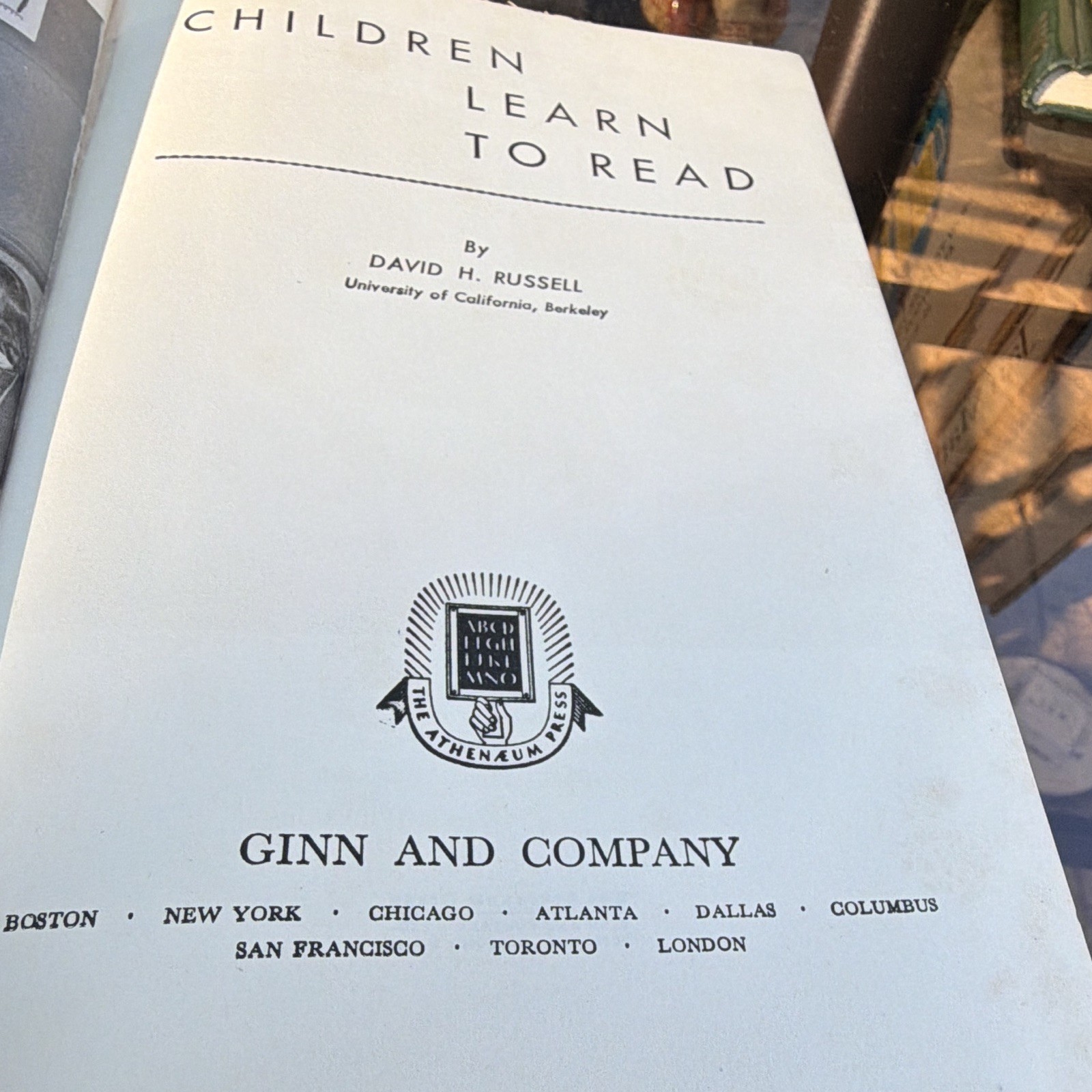 Children Learn to Read David H. Russell Hardcover 1949 Ginn Education Inscribed
