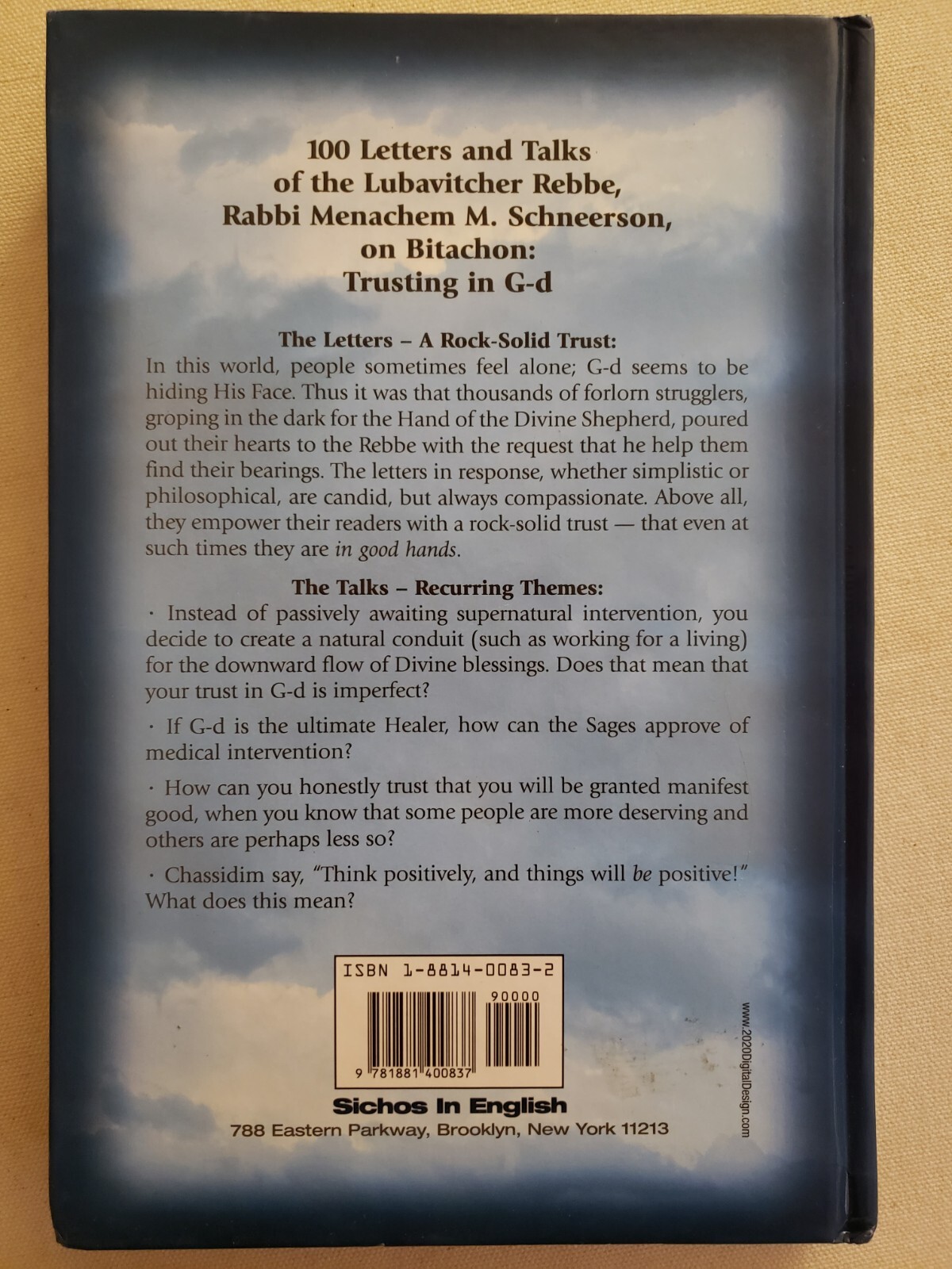 In Good Hands – Letters & Talks of Lubavitcher Rebbe ; by Rabbi Schneerson – HC